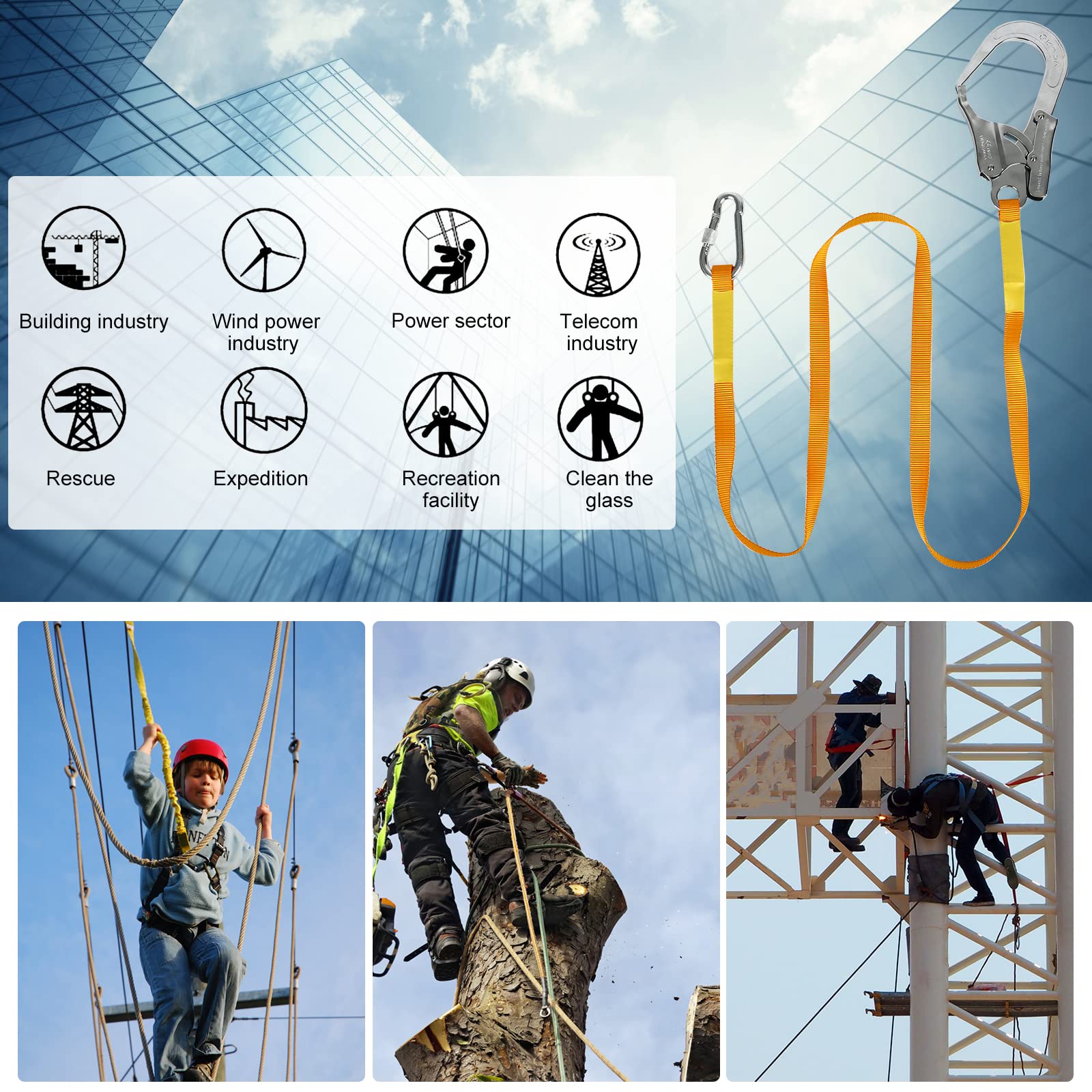 Cintura di sicurezza anticaduta, 1,8 m, protezione anticaduta, corda di sicurezza da 2,200 kg, corda per attrezzi, corda da collezione, protezione anticaduta per esterni, arrampicata su roccia, lavoro