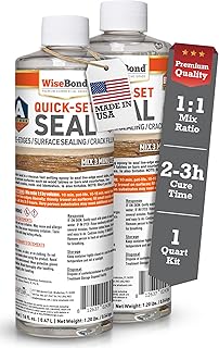WiseBond Quick Set Seal 1-Quart Kit, Epoxy Resin Seal Wood Live Edges, Fill Cracks, Prevent Air Bubbles, Fast Curing DIY Sealer for Countertop Surfaces, Bar Top, River Table