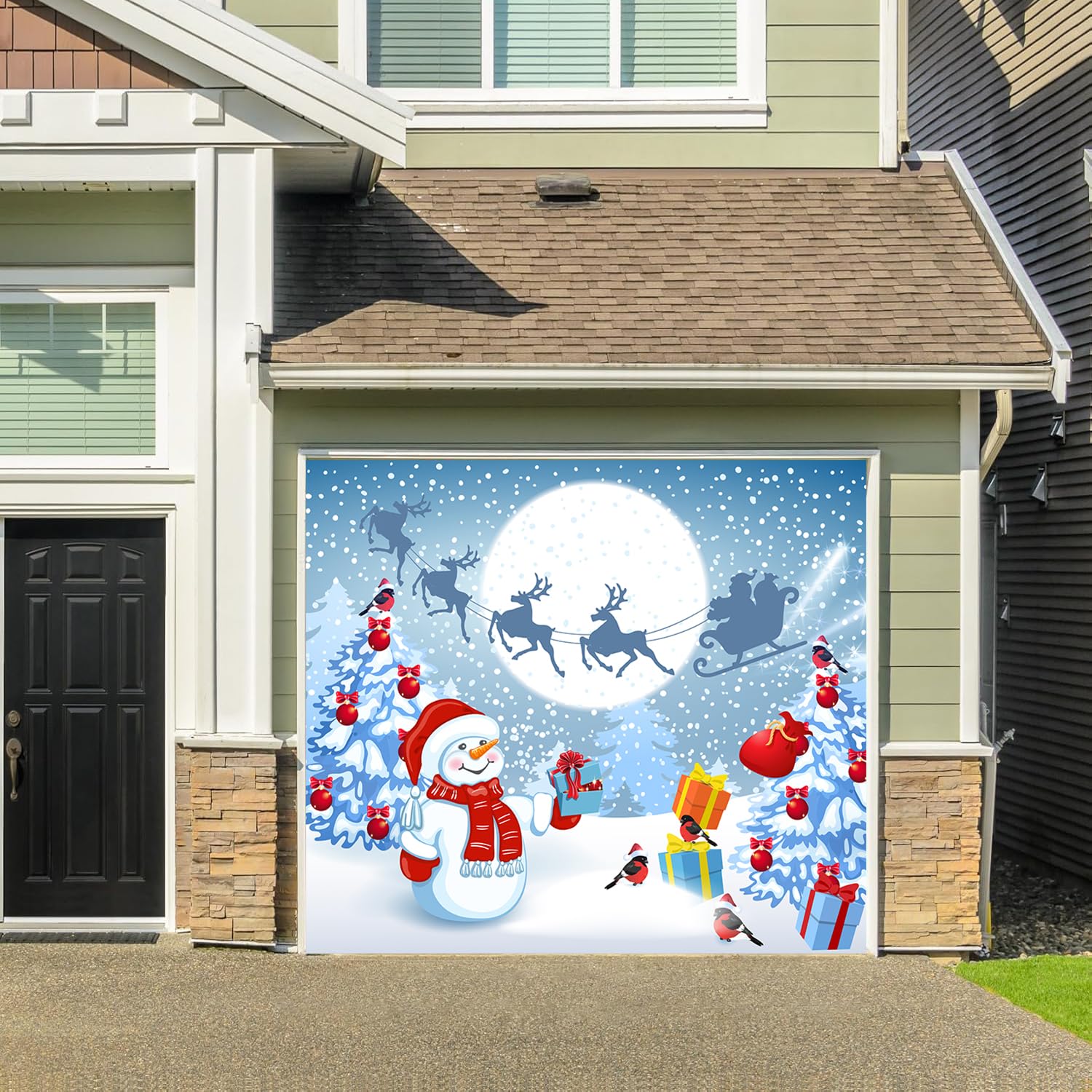 Amazon.com: 7 x 8 Ft Christmas Garage Door Banner Decorations,Christmas