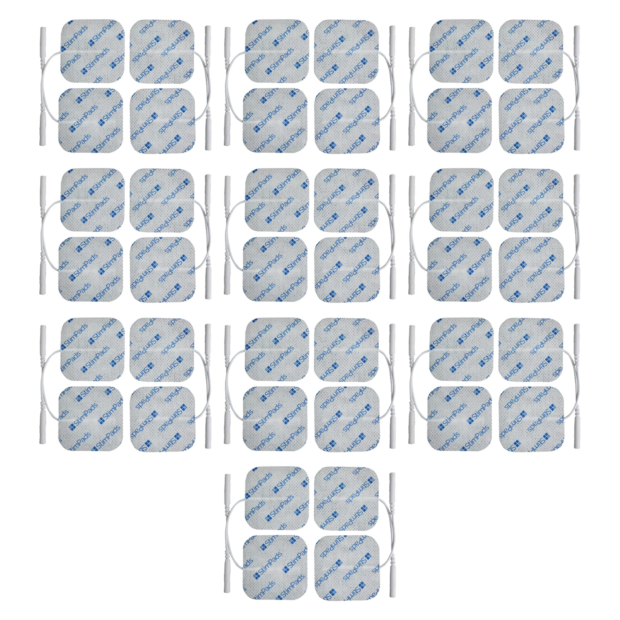 Cuscinetti per elettrodi TENS e EMS, confezione da 40 pezzi, da 4 x 4 cm con pin universale da 2 mm, collegamento affidabile e di alta qualità. Dispositivo medico certificato di Motron NV