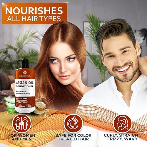 Miniatura 6 de Acondicionador de Aceite de Argán - Sin Sulfatos y Sin Parabenos - Botánicos Marroquíes para Mujeres y Hombres - Solución Profesional Hidratante,