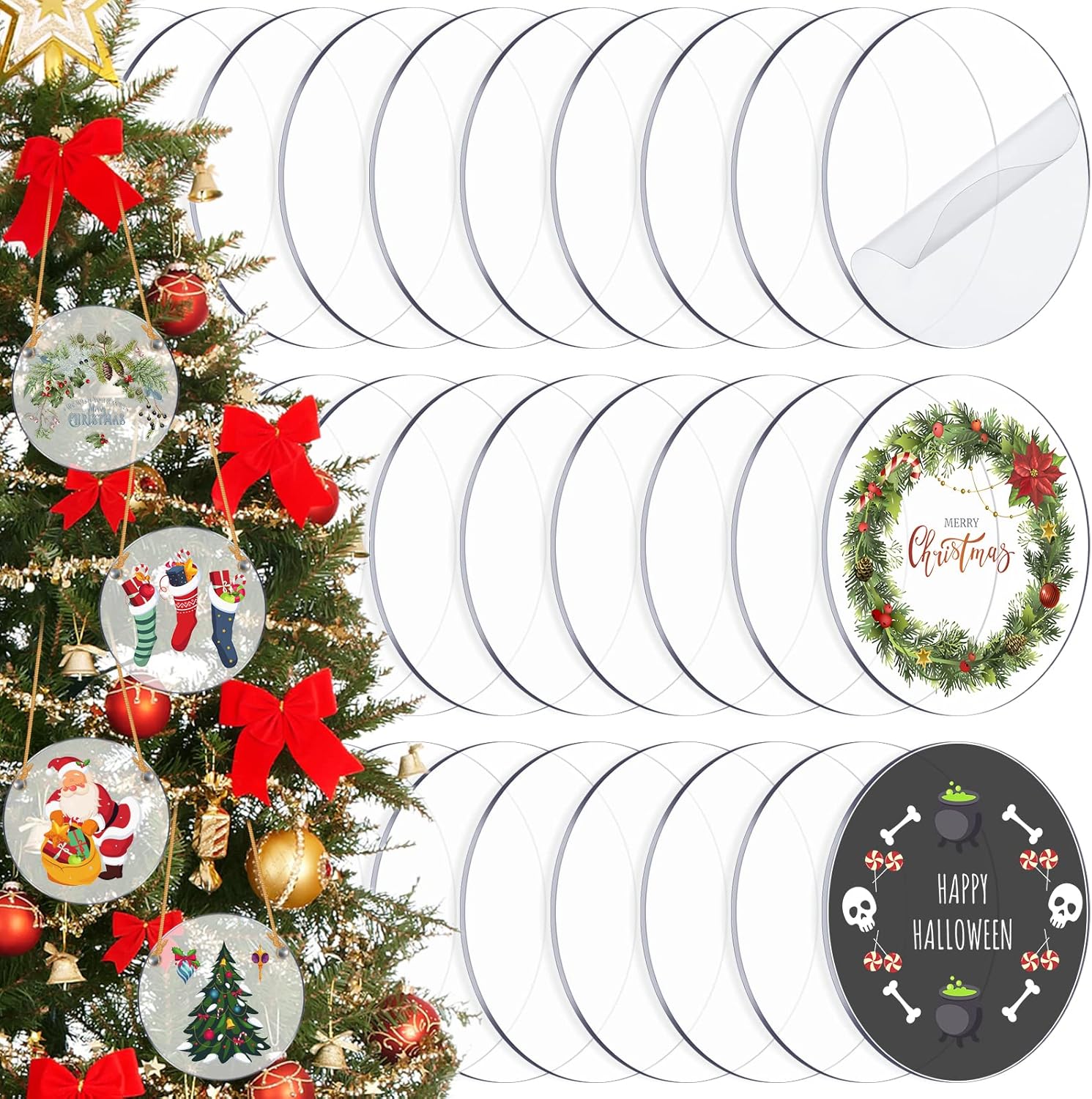 Buy 120 Pcs Clear Acrylic Ornament Blanks Bulk 4 Inch Christmas Round