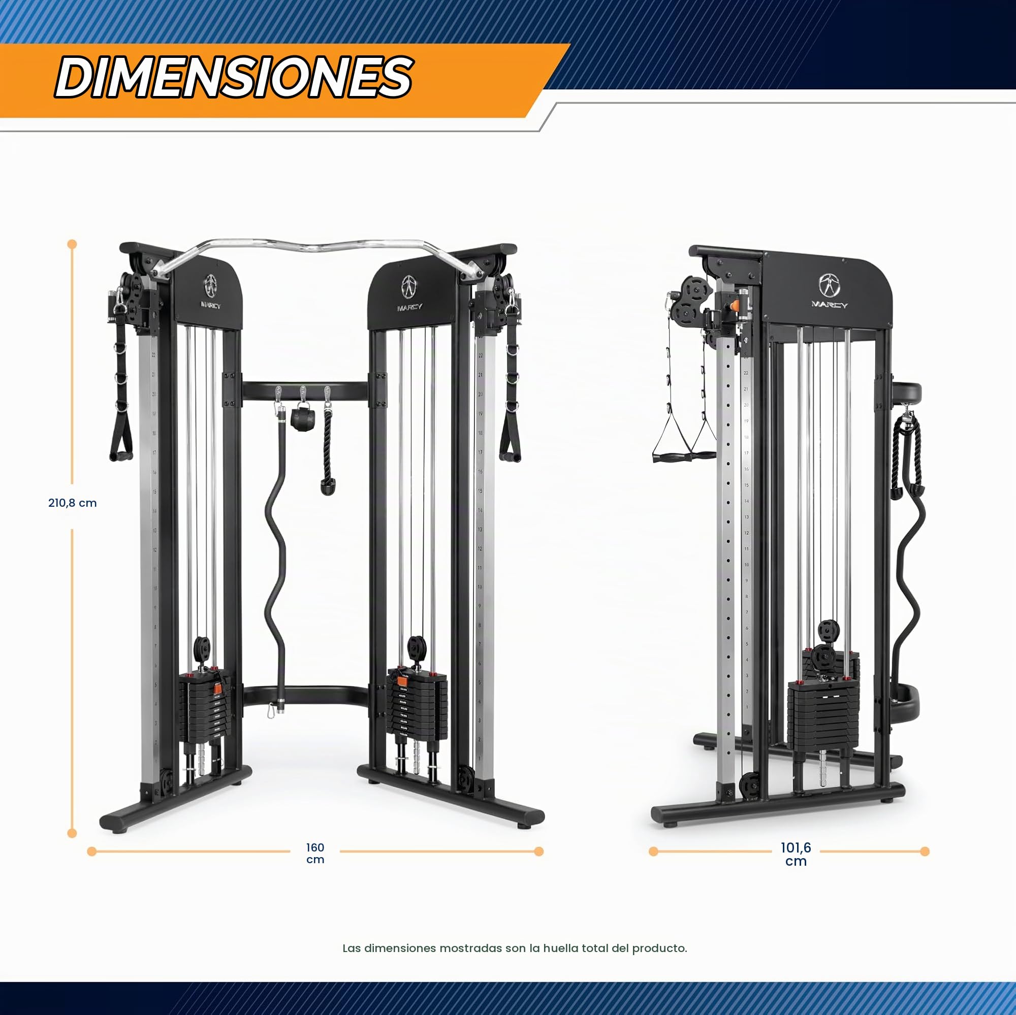 Marcy MFT-942 Functional Trainer, Máquina de Poleas con Peso Guiado