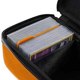 Quiver Time Orange Bolt Card Carrying Case fits Pokemon Cards and other TCG Games - Storage Bag for Playing/Trading Cards and Deck Box (Straps, Dividers & 100 Apollo Card Sleeves)