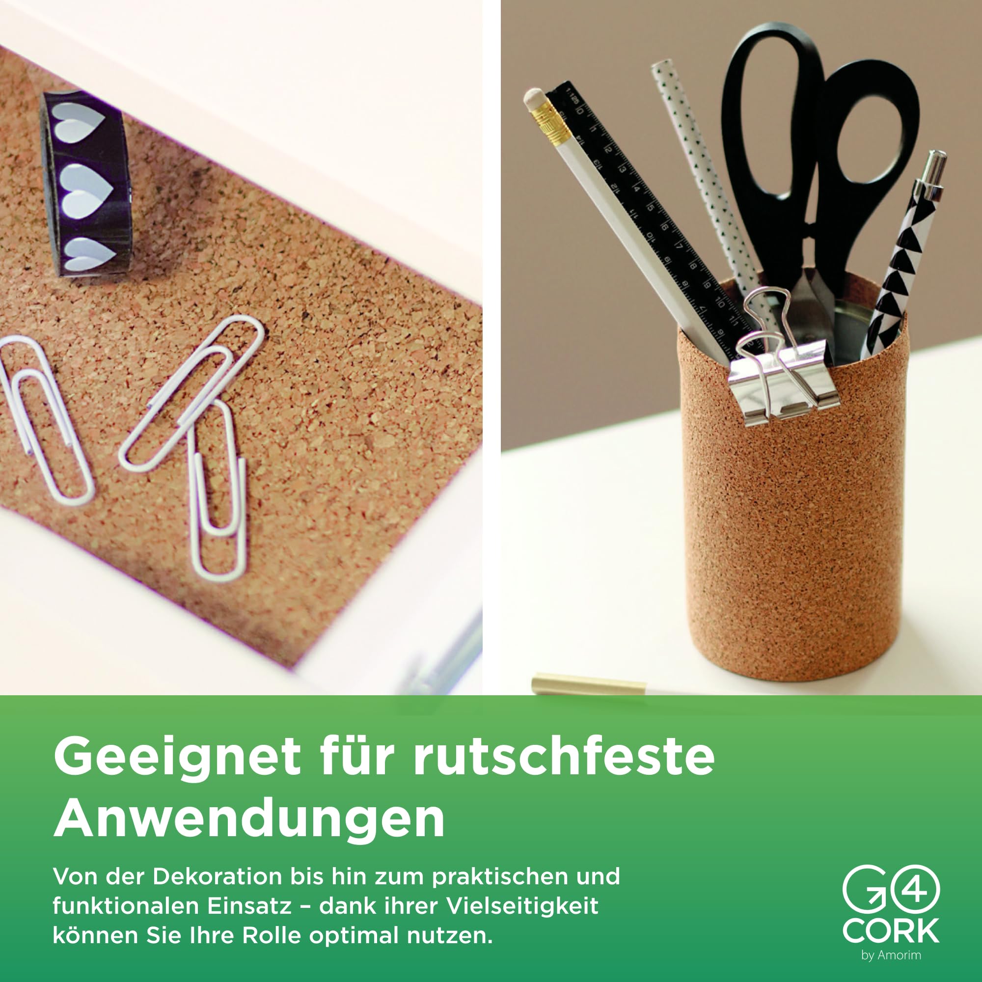 Go4Cork Extra große Korkrolle - 50 cm x 8 m | Doppelseitige Premium Öko- Kork Rolle | Vielseitig einsetzbar für Basteln & Zuhause, Klassenzimmer & Büro Deko | Rutschfest und leicht verwendbar