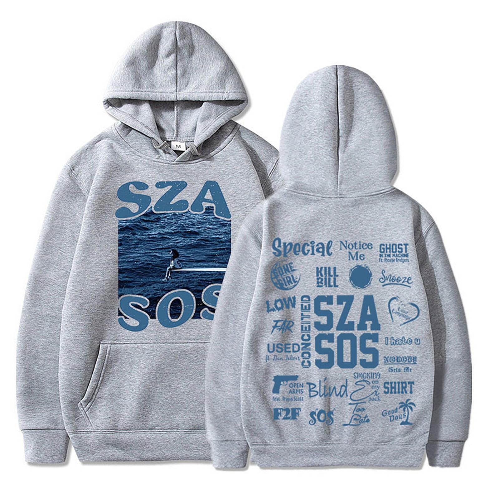 Sweatshirt SZA SOS pour look vintage décontracté en coton thermique gris - 3