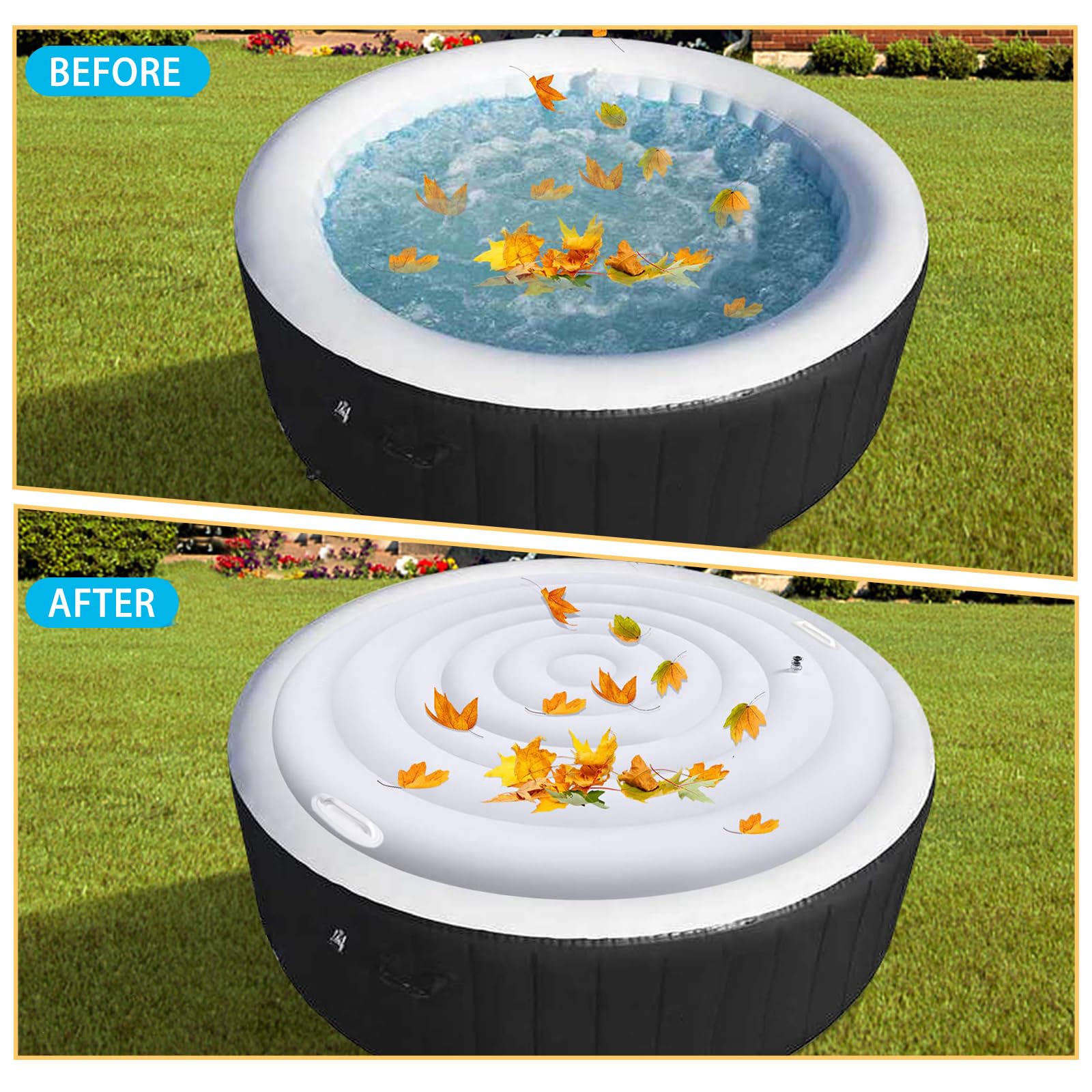 Runde Whirl-poolabdeckung, Aufblasbare Badewannenabdeckung Mit Griffen, Premium Energiesparende Whirl-Pooldeckel, Universelle Aufblasbare Whirlpool-Abdeckung (Runde-135CM)