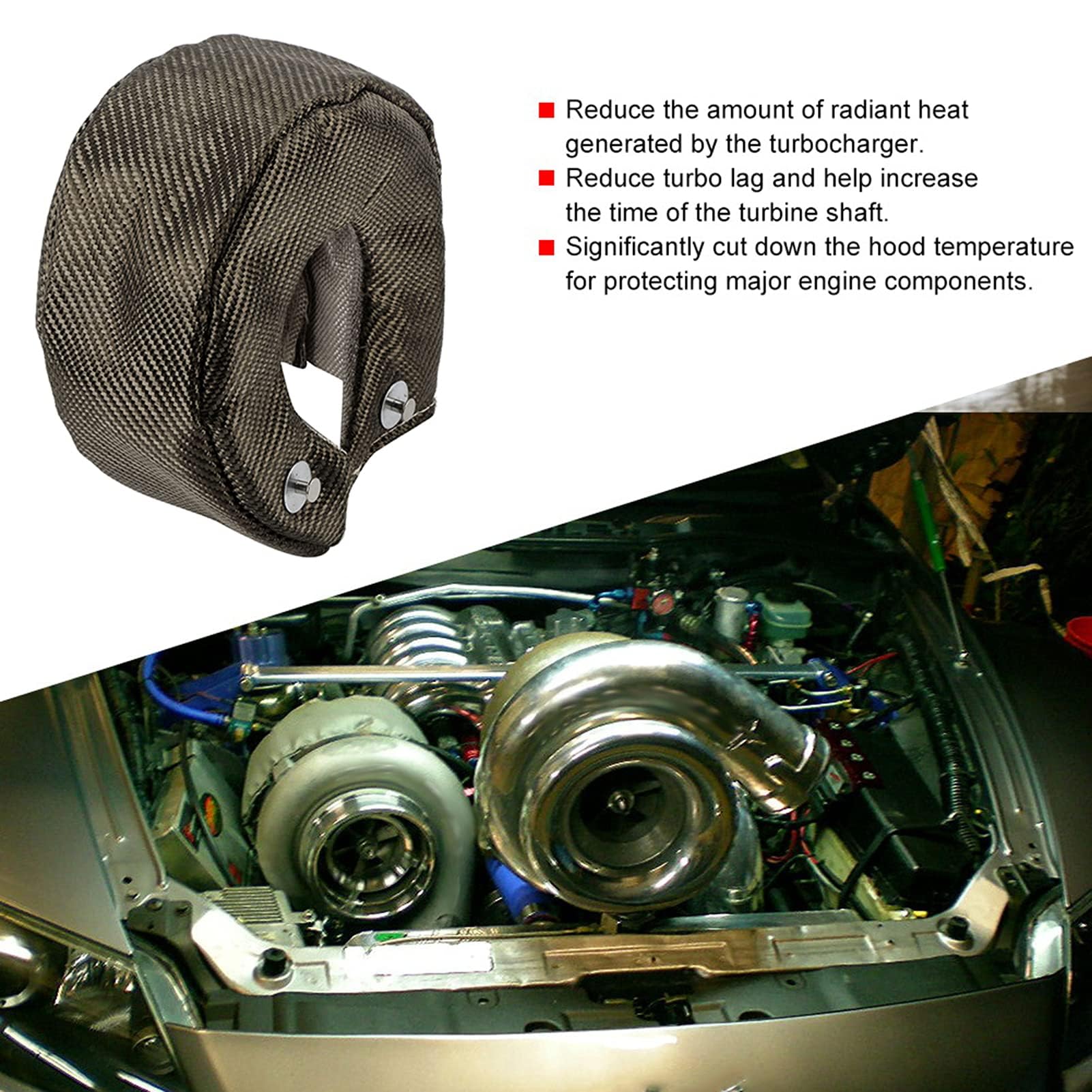 HERCHR Turbo Shield, Fibra De Vidrio única Turbo Heat Shield Manta Barrera Turbo Cargador Cubierta Envoltura Protectora para T3/GT35/GT37/GT40/GT42