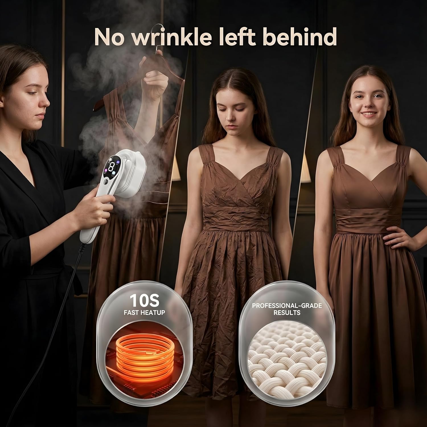 Travel Steamer for Clothes with Ironing Gloves, All-Fabric Wrinkle Removal 4 Adjustable Modes, 10s fast Heat Up, Large Ceramic Heat Panel, 100ml water tank, 2in1 Steamer Iron1200W (110-120V) (WHITE)