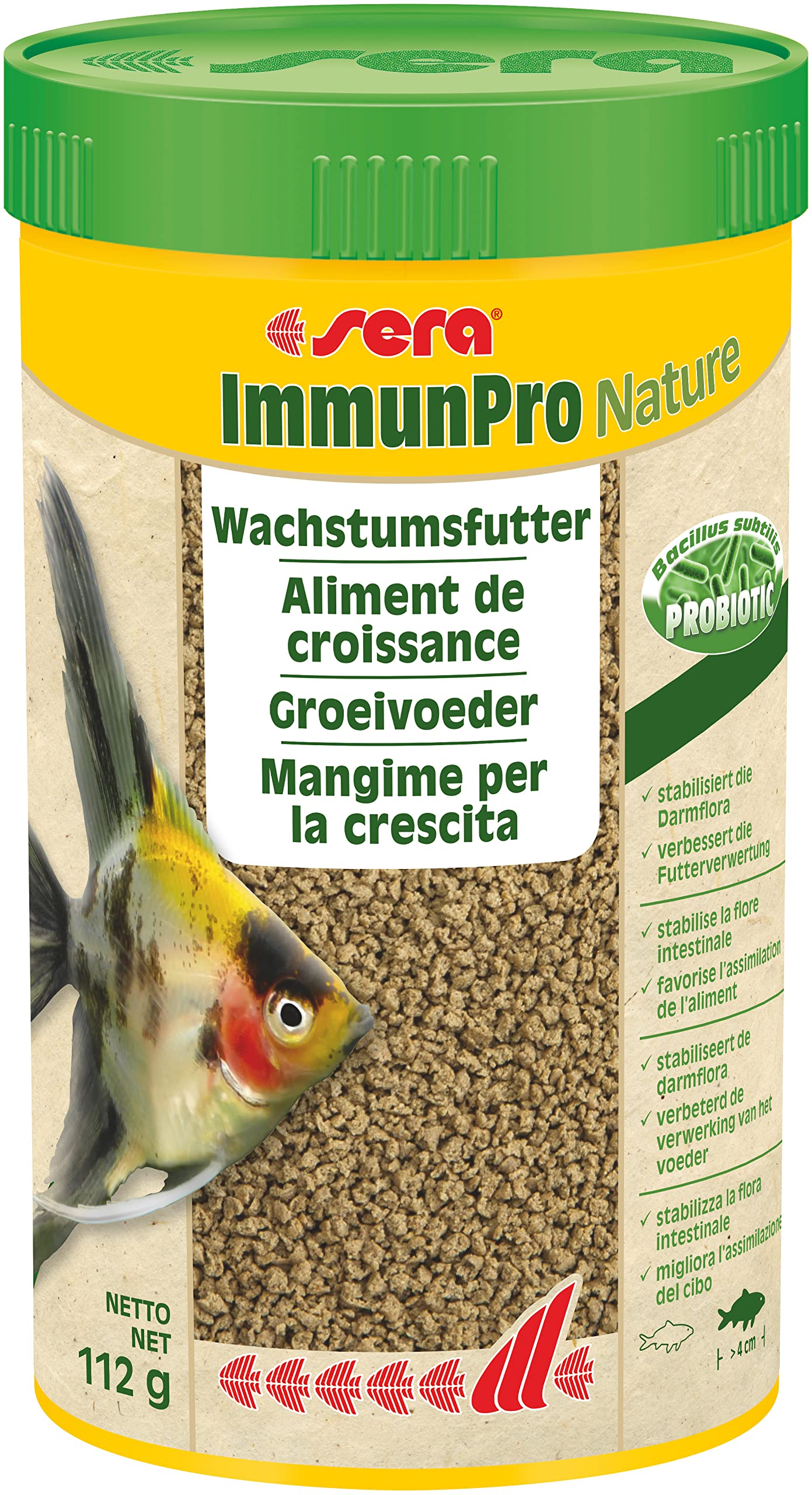 sera ImmunPro Nature 250 ml (112 g) - Alimento probiótico para el Crecimiento de Peces Ornamentales a Partir de 4 cm