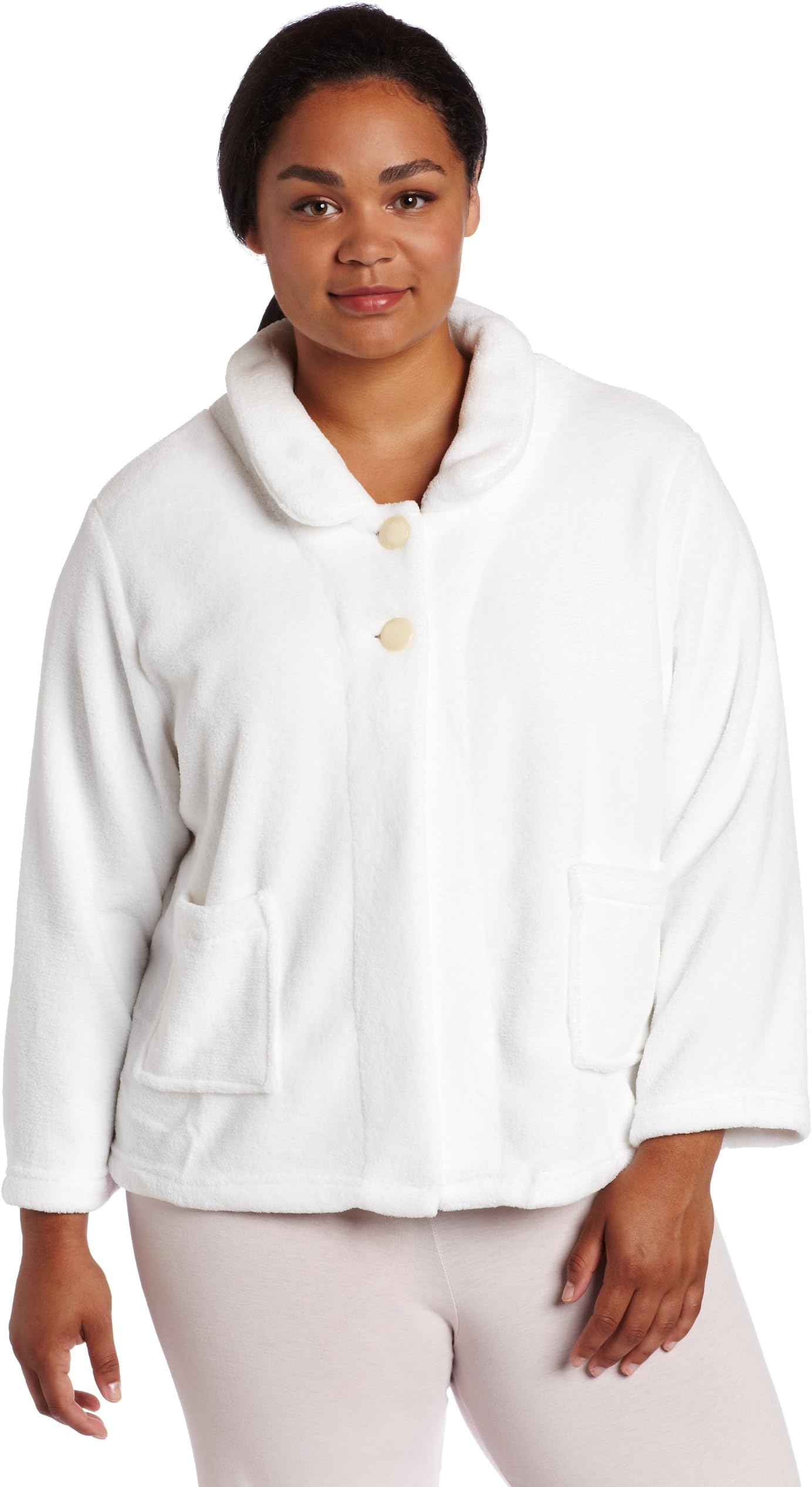 CASUAL MOMENTSWomen's Plus Size Bed Jacket-Peter Pan Collar Robe