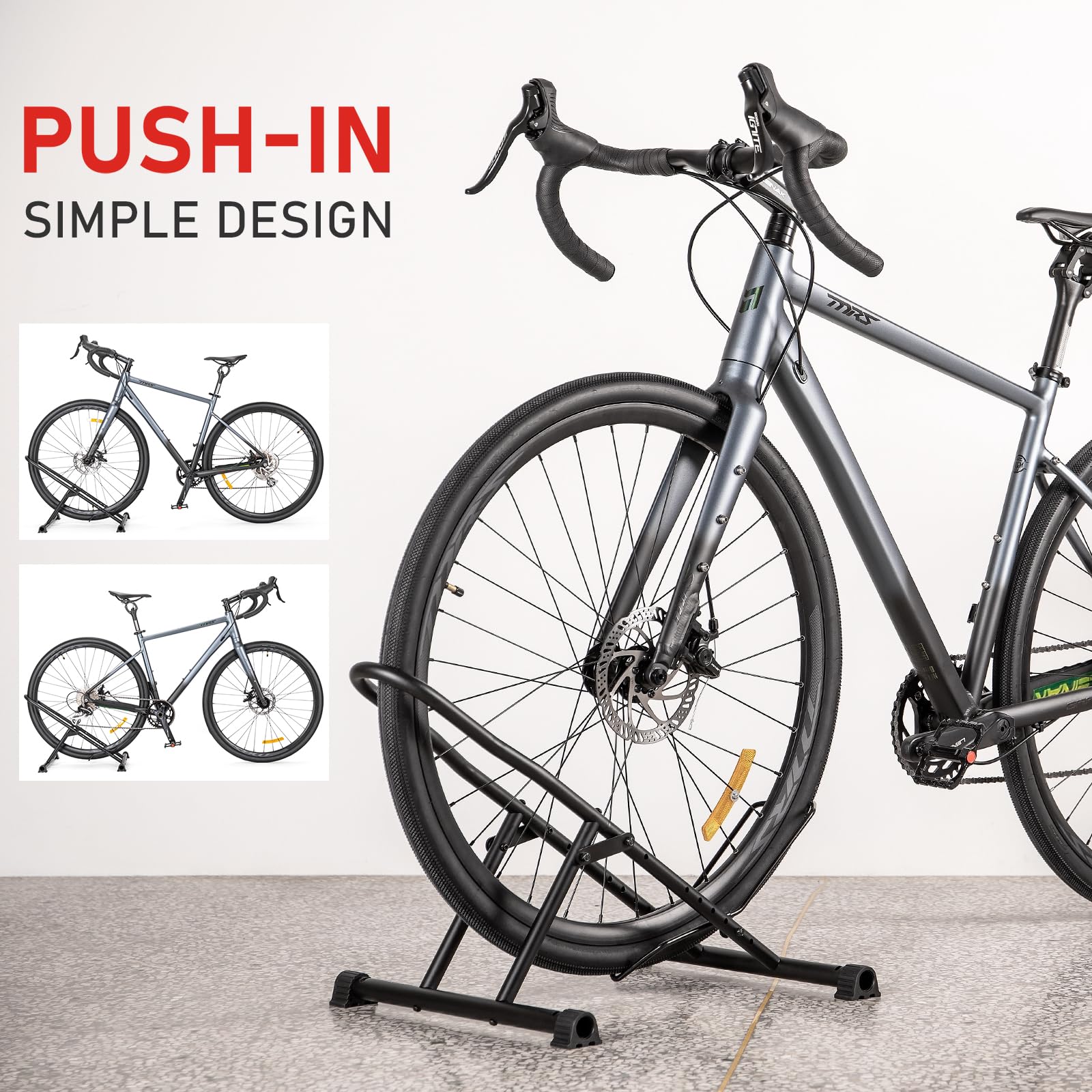 cyclists Soporte de suelo para bicicletas de interior – Soporte para bicicletas de aparcamiento de suelo para garaje/casa – Soporte de almacenamiento para bicicletas de montaña y bicicletas de