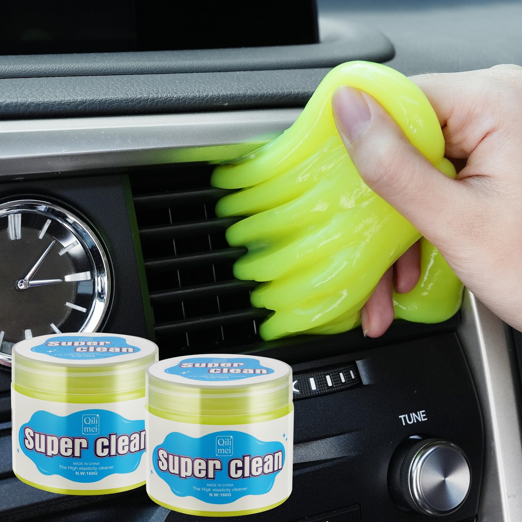 2 Packs Car Cleaning Gel Detailing Putty,Automotive Interior Cleaning Slime,Car Vent Cleaning Kit for Car and Keyboard,Putty Cleaning Car Accessories Yellow