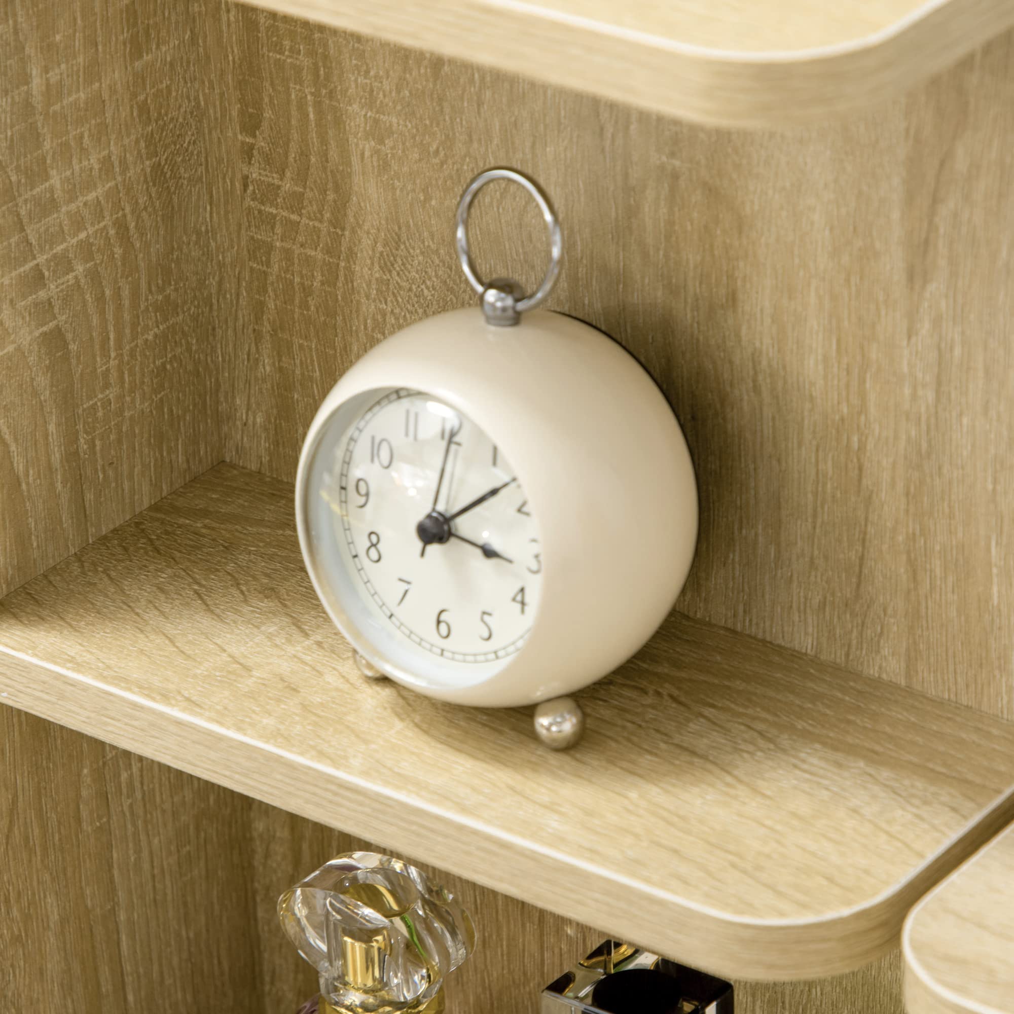 HOMCOM Postazione Trucco con Specchio Grande in Vetro Temperato, Toeletta Trucco con Sgabello Imbottito, 4 Cassetti e 4 Ripiani, Postazione Make Up per Camera da Letto, Colore Legno