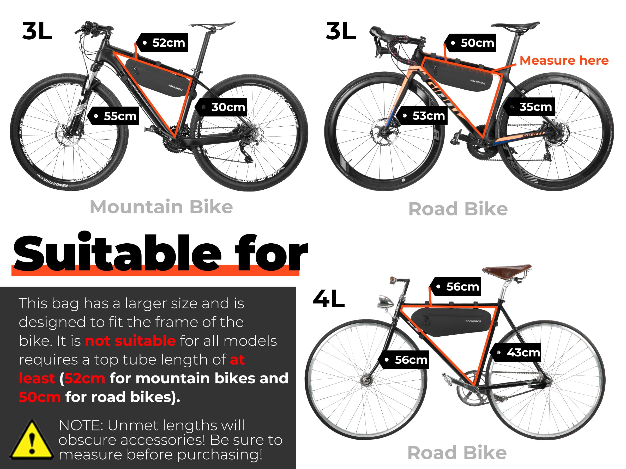 新品未使用 ROCKBROS フレームバッグ 自転車用 防水 オレンジ 新品未使用 ROCKBROS フレームバッグ 自転車用 防水 オレンジ zx