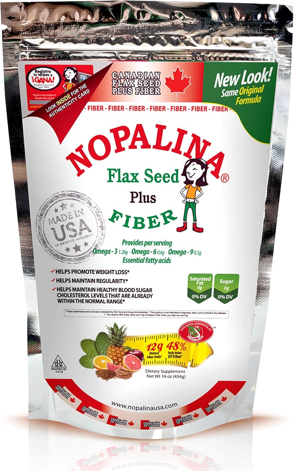 Nopalina, Canadian Flax Seed, High in Fiber, Promotes