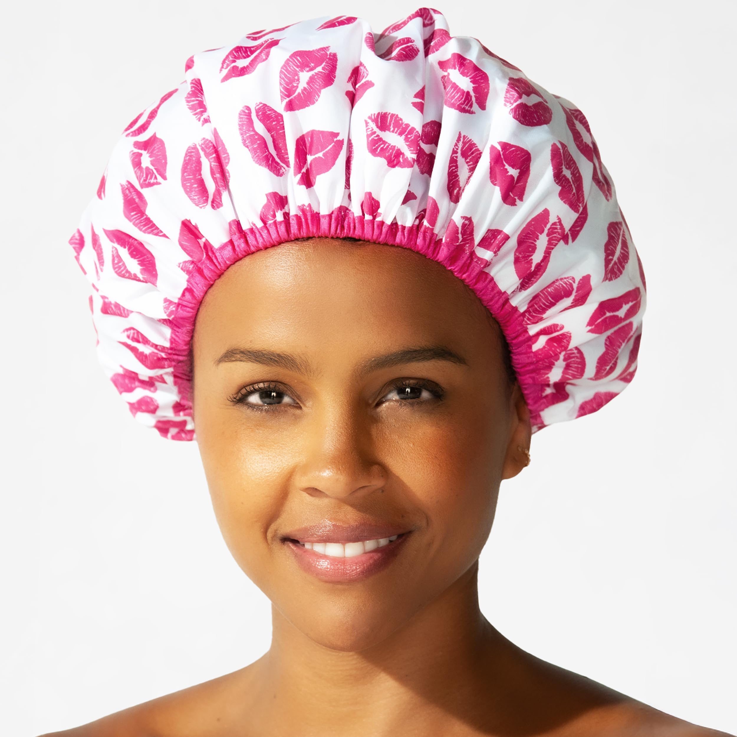 Reusable Shower Cap & Bath Cap & Lined, Oversized Waterproof Shower Caps Large Designed for all Hair Lengths with PEVA Lining & Elastic Band Stretch Hem Hair Hat - Fashionista Showered With Kisses