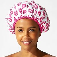 Vista 8 de Gorro de ducha y baño reutilizable y con forro, gorro de ducha impermeable de gran tamaño diseñado para todas las longitudes de cabello con forro