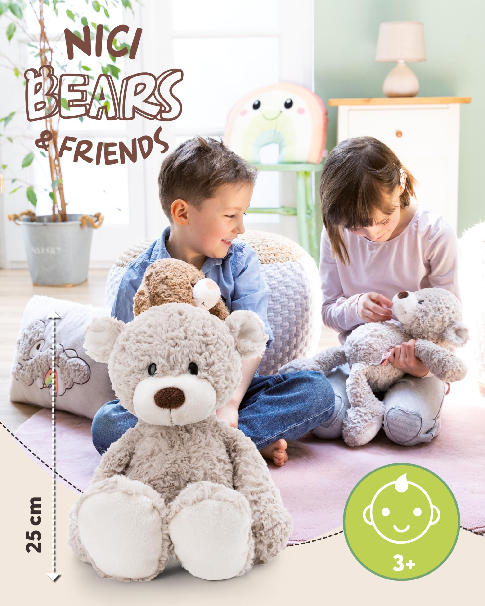 NICI Cuddly Toy Bear Finni 25 cm, Grey, Soft Plush Toy, Cute Stuffed Toy for Cuddling & Playing With - Image 2