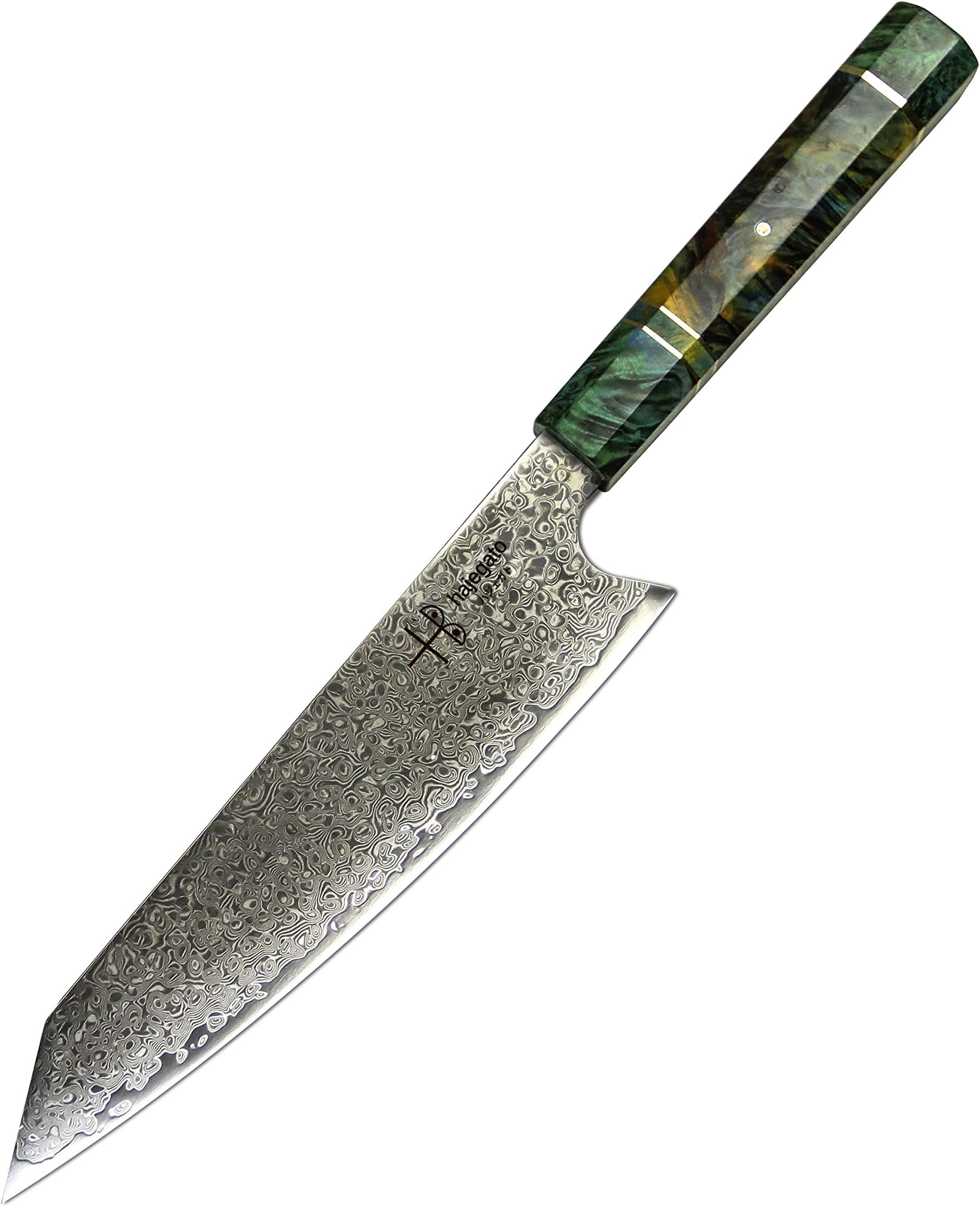 hajegato Damascus Chef Knife Kiritsuke Unique One Of Kind Handle Professional 8 Inch Japanese Chefs Kitchen Knife Vg10 67 Layers Damascus Steel Knive with Sheath