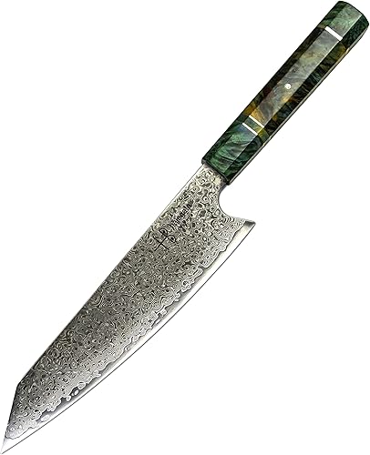 hajegato Damascus Chef Knife Kiritsuke Unique One Of Kind Handle Professional 8 Inch Japanese Chefs Kitchen Knife Vg10 67 Layers Damascus Steel