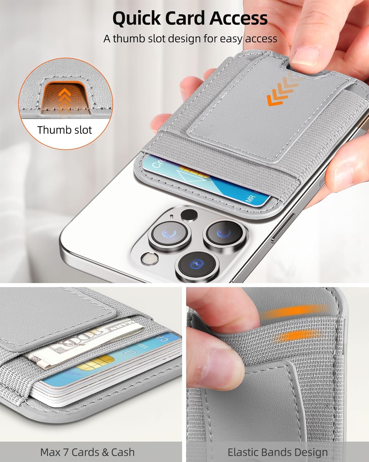 Upgraded for Magsafe Wallet, 7 Card Holder, RFID Blocking, Strongest Magnet image 3