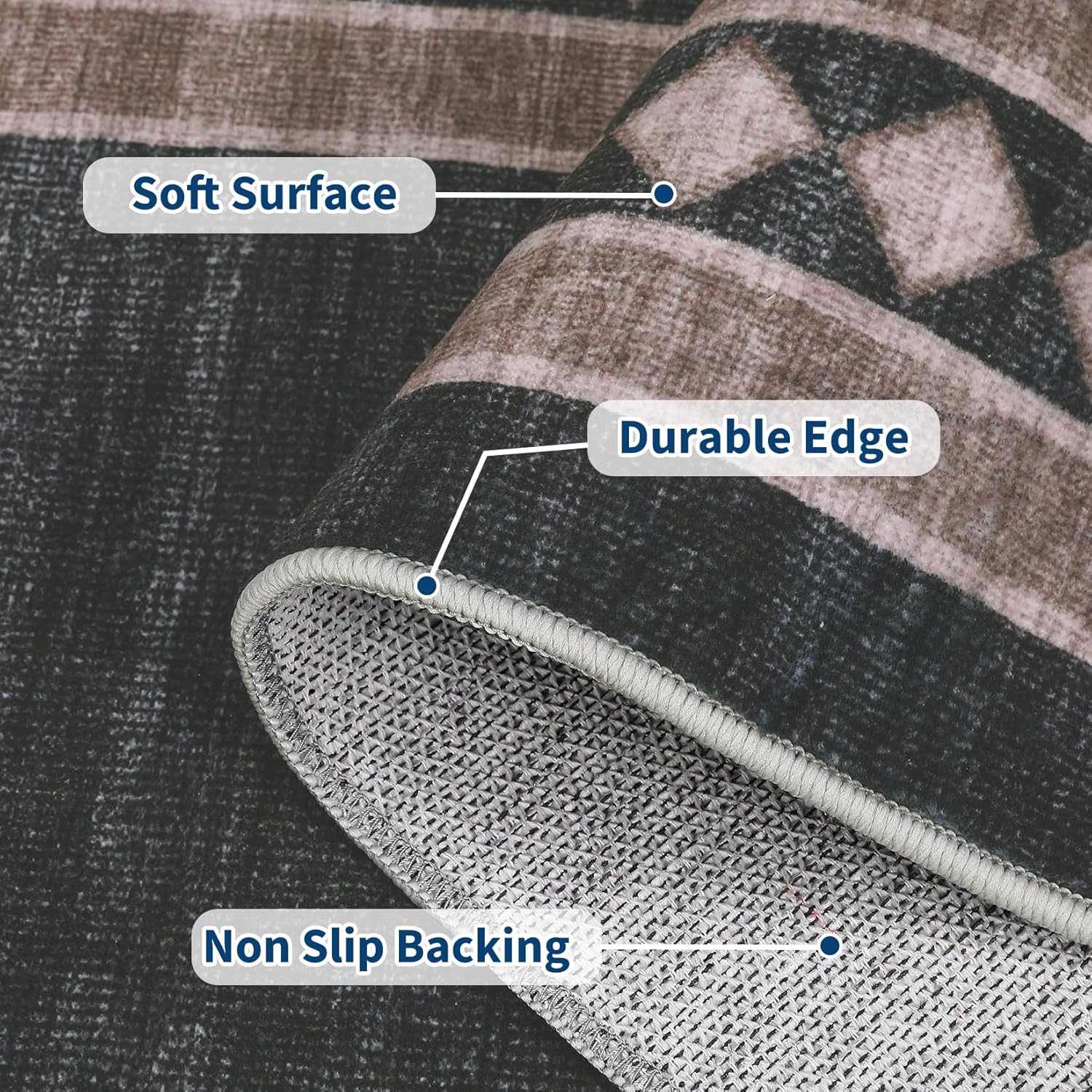 Washable Area Rugs for Living Room Modern Solid Bordered Soft Geometric Carpet - Picture 37 of 108