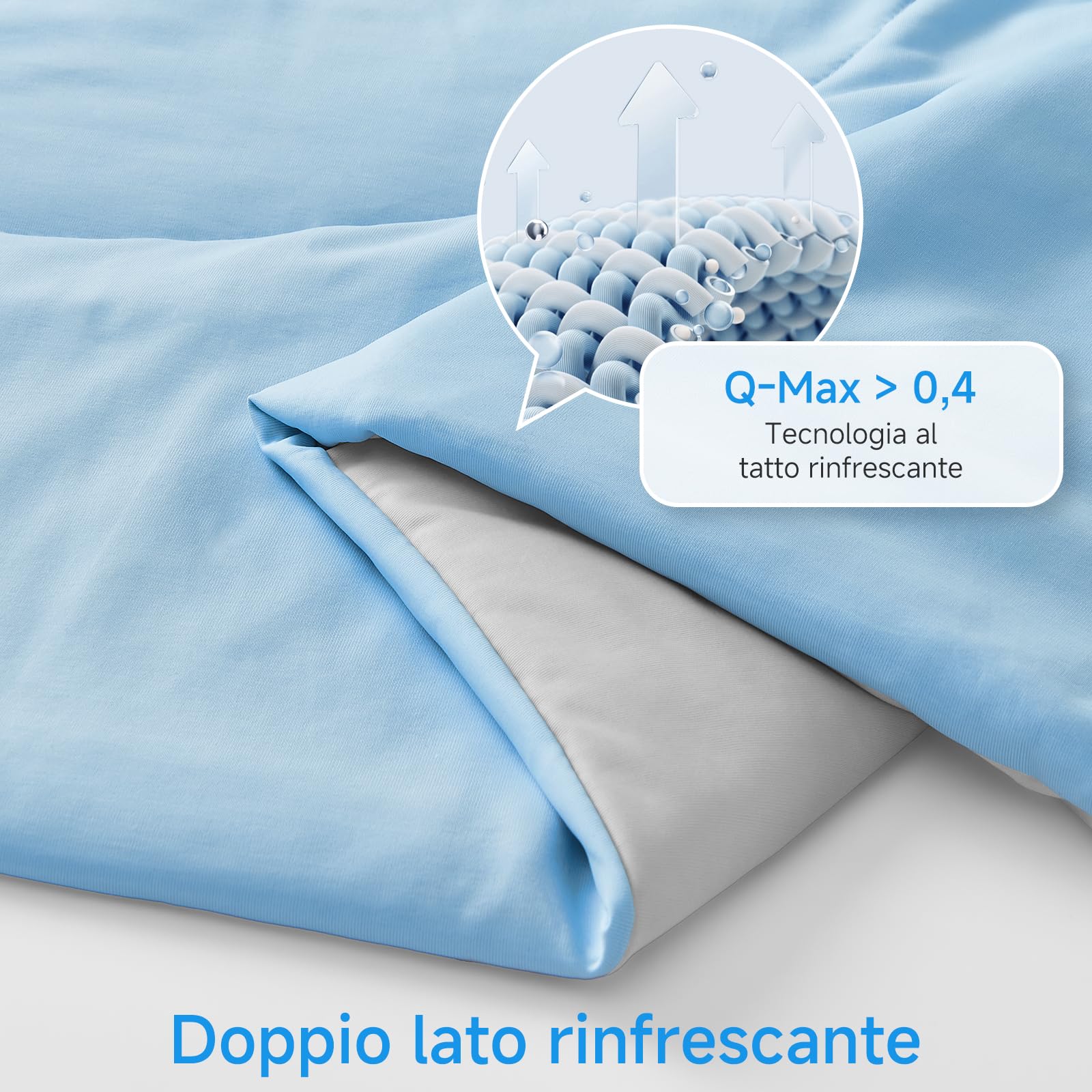 HOMFINE Coperta Refrigerante Letto - Super Morbido Coperta Estiva Matrimoniale Q-Max>0,4 Fresca Coperta Estiva di Rinfrescante Cooling Blanket Traspirante Coperte Estive, Blu, 200 x 220 cm