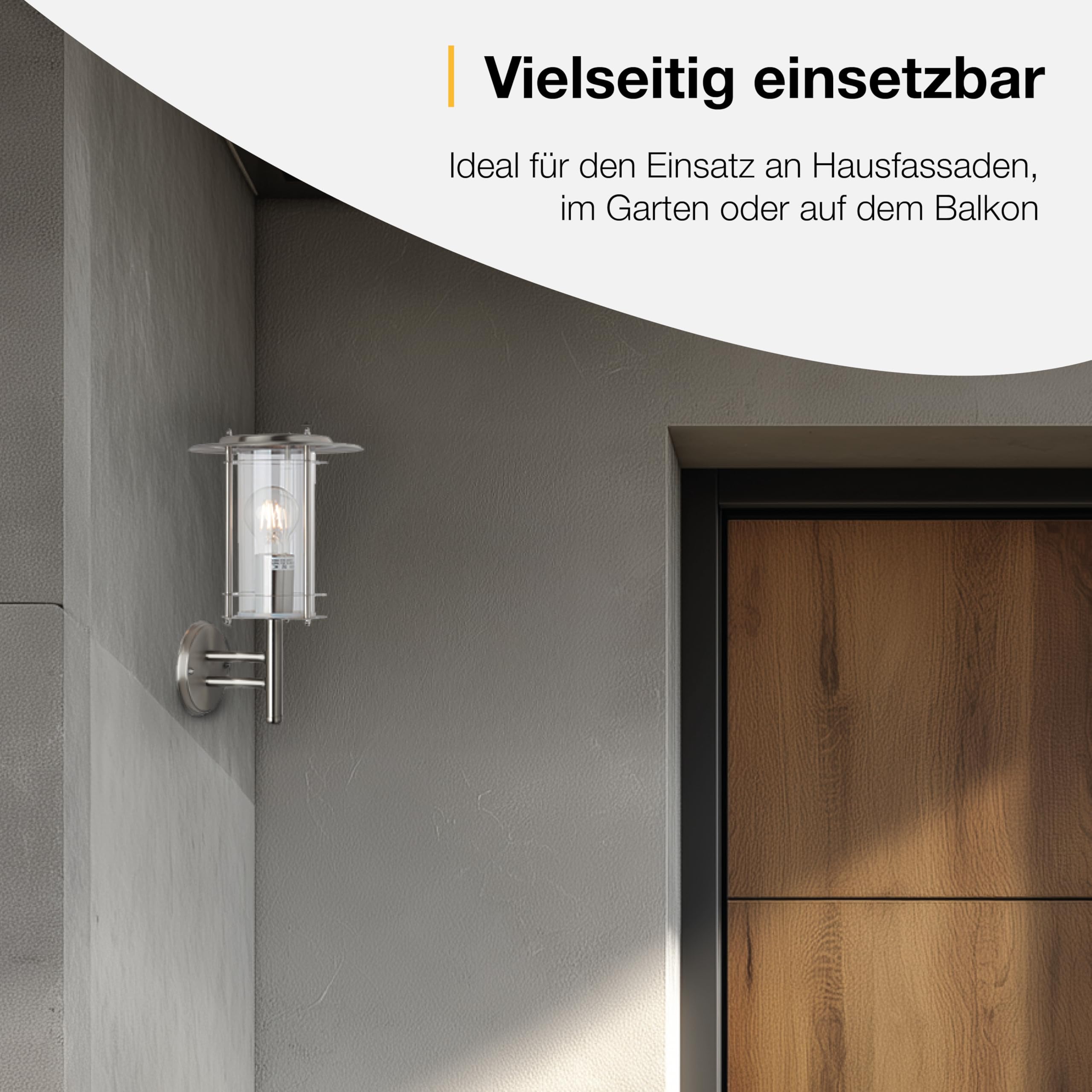 Brilliant York Wandleuchte edelstahl 44781/82 22 x 50 x 32 cm | Wetterfeste Wandlampe außen, Leuchtmittel nicht enthalten, robuste Außenbeleuchtung für die Hauswand
