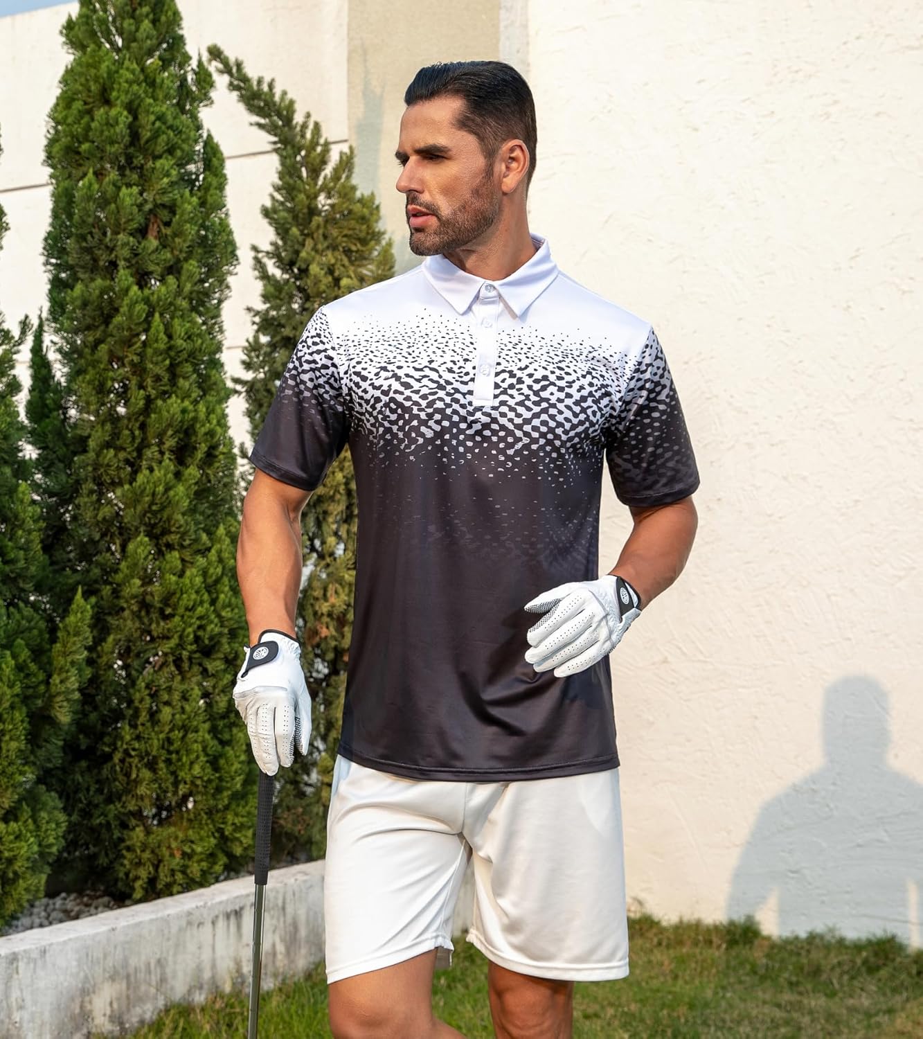 uideazone Mens Golf Shirt Dry Fit Athletic Polo Shirts Moisture Wicking Performance 3D Print Short Sleeve - Image 4