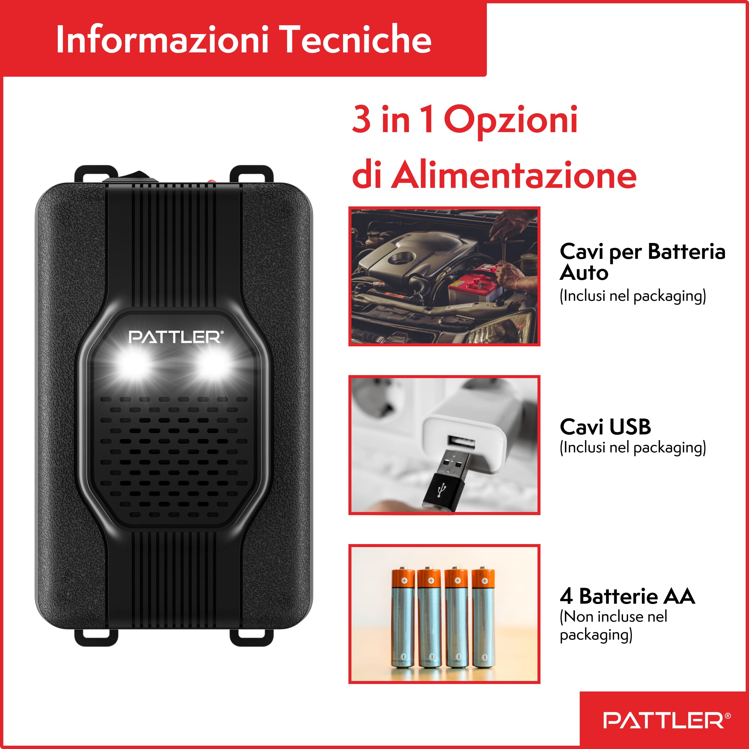 PATTLER Dissuasore Anti Martora per Auto con Luce - Alimentazione con Batteria Auto 12V, Batteria AA o USB - Protezione Ultrasuoni Contro Le Martore per Auto, Giardino, Soffitta - 1PZ