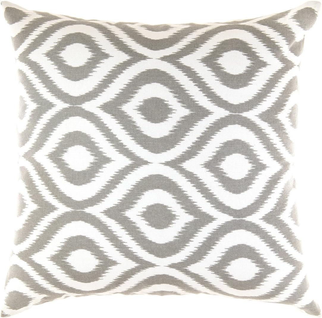 TreeWool Spring Summer 18x18 Set of 2 Ogee Ikat Accent Decorative Throw Pillow Covers 100% Cotton Home Decor Pillowcases for Sofa Couch Living Room (Sleet Gray)