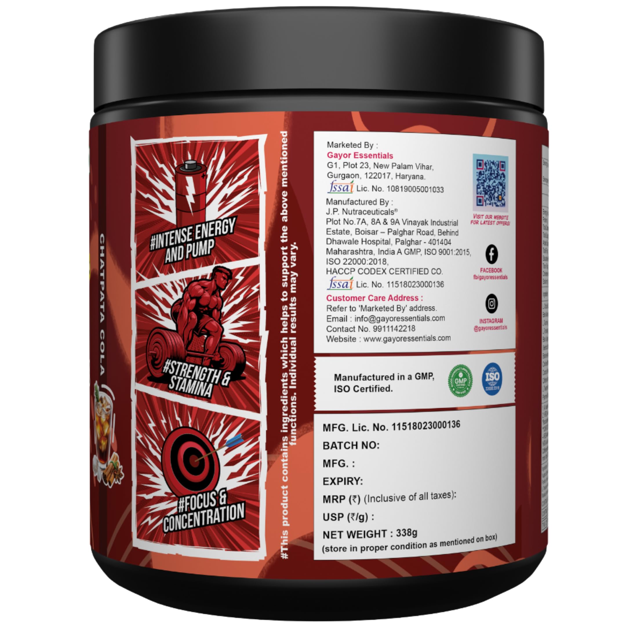Pre Gayor Black 2.0 Optimally Dosed Pre-Workout (Cola,338g) — Amazon image 7