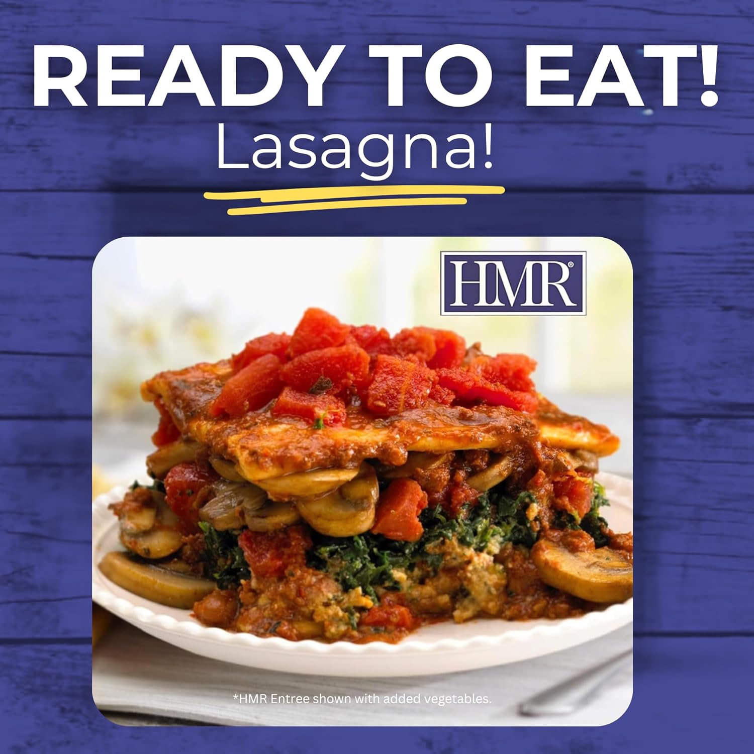 HMR Lasagna with Meat Sauce Entrée | Pre-packaged Lunch or Dinner to Support Weight Loss | Ready to Eat | 16g of Protein | Low Calorie Food | 8oz Serving per Meal | Pack of 6