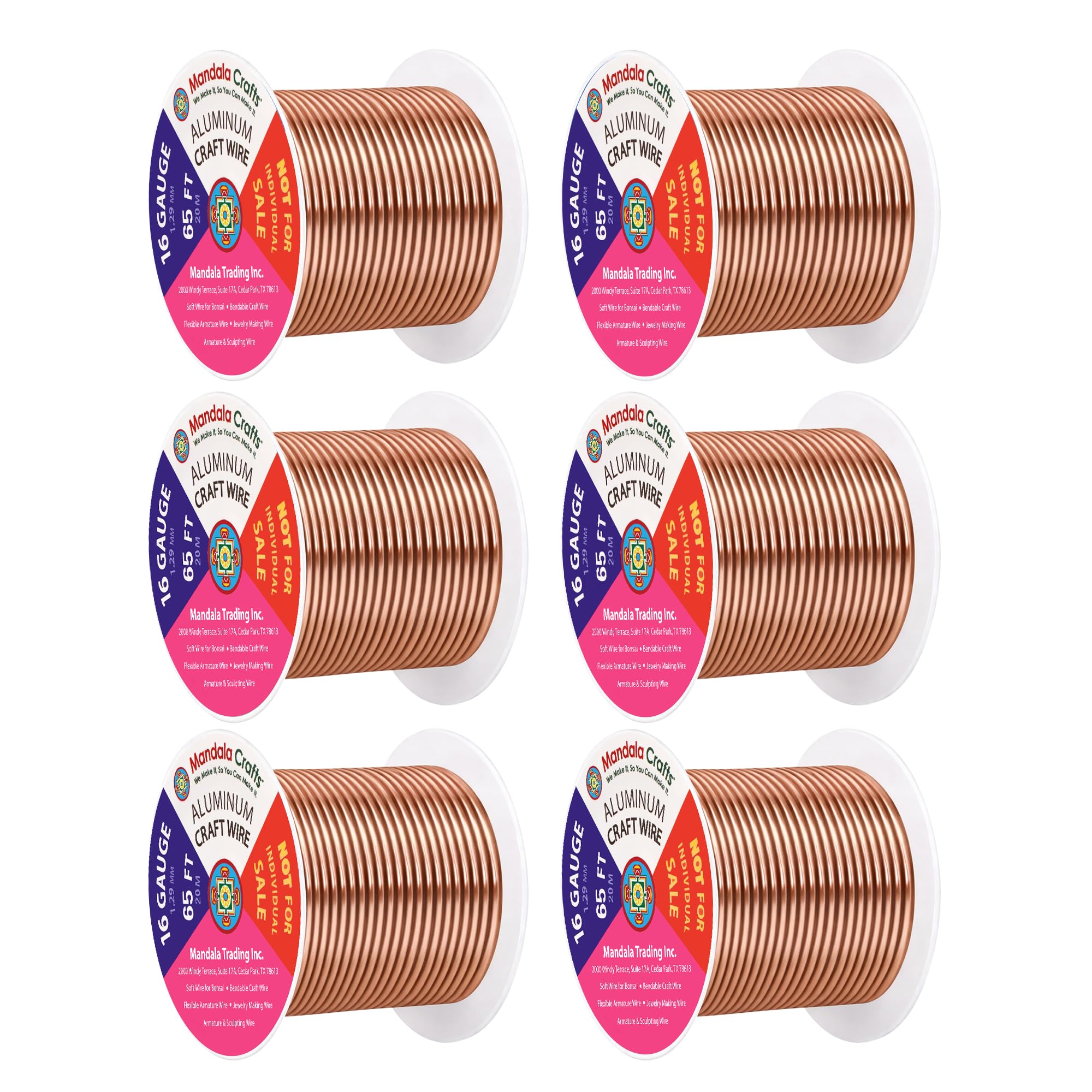 Mandala Crafts 16 Gauge Rose Gold Tone Combo Anodized Aluminum Craft Wire