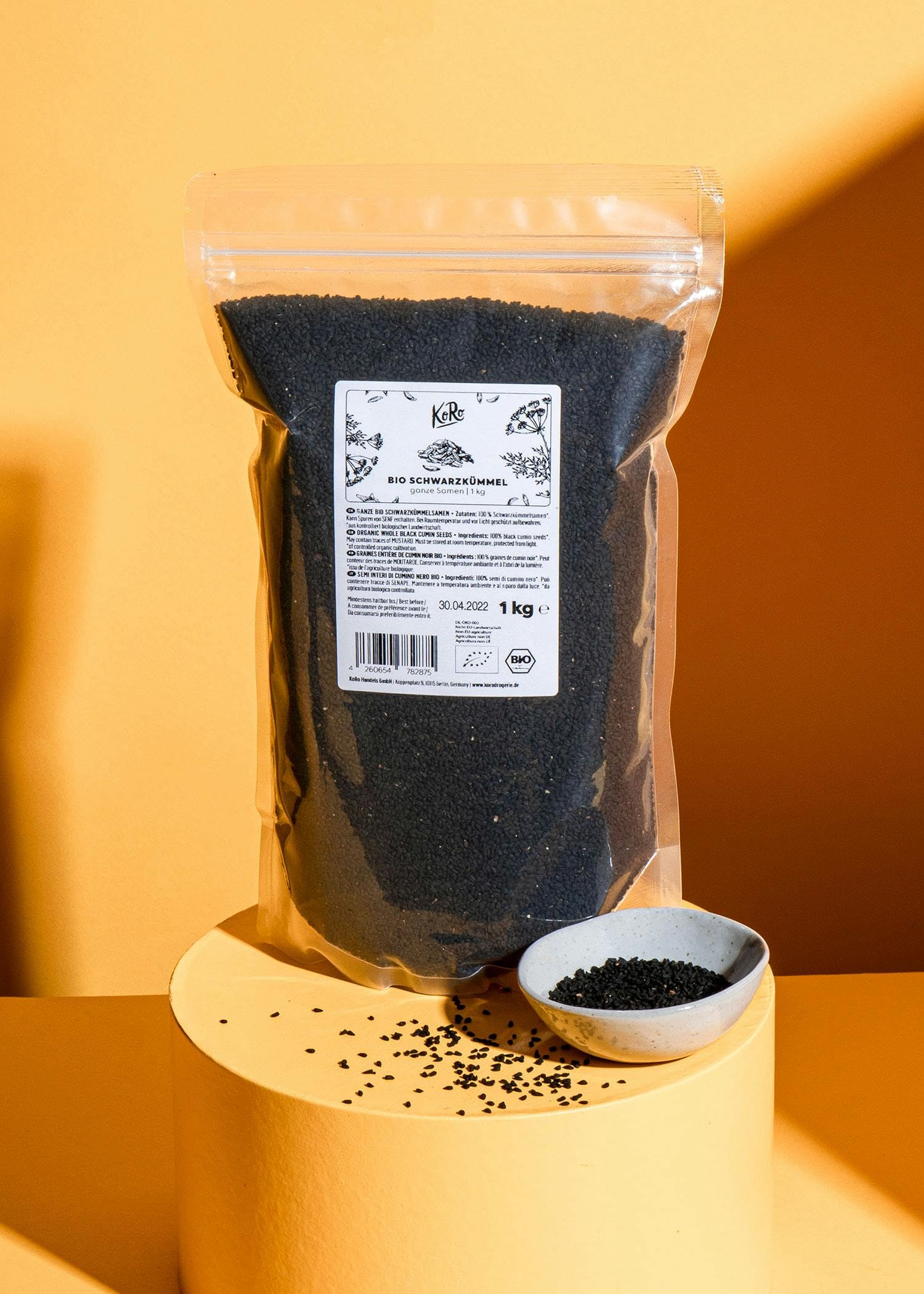 KoRo - Semi di cumino nero bio 1 kg - semi interi - qualità biologica controllata - senza aromi artificiali né conservanti - ad alto contenuto di fibre