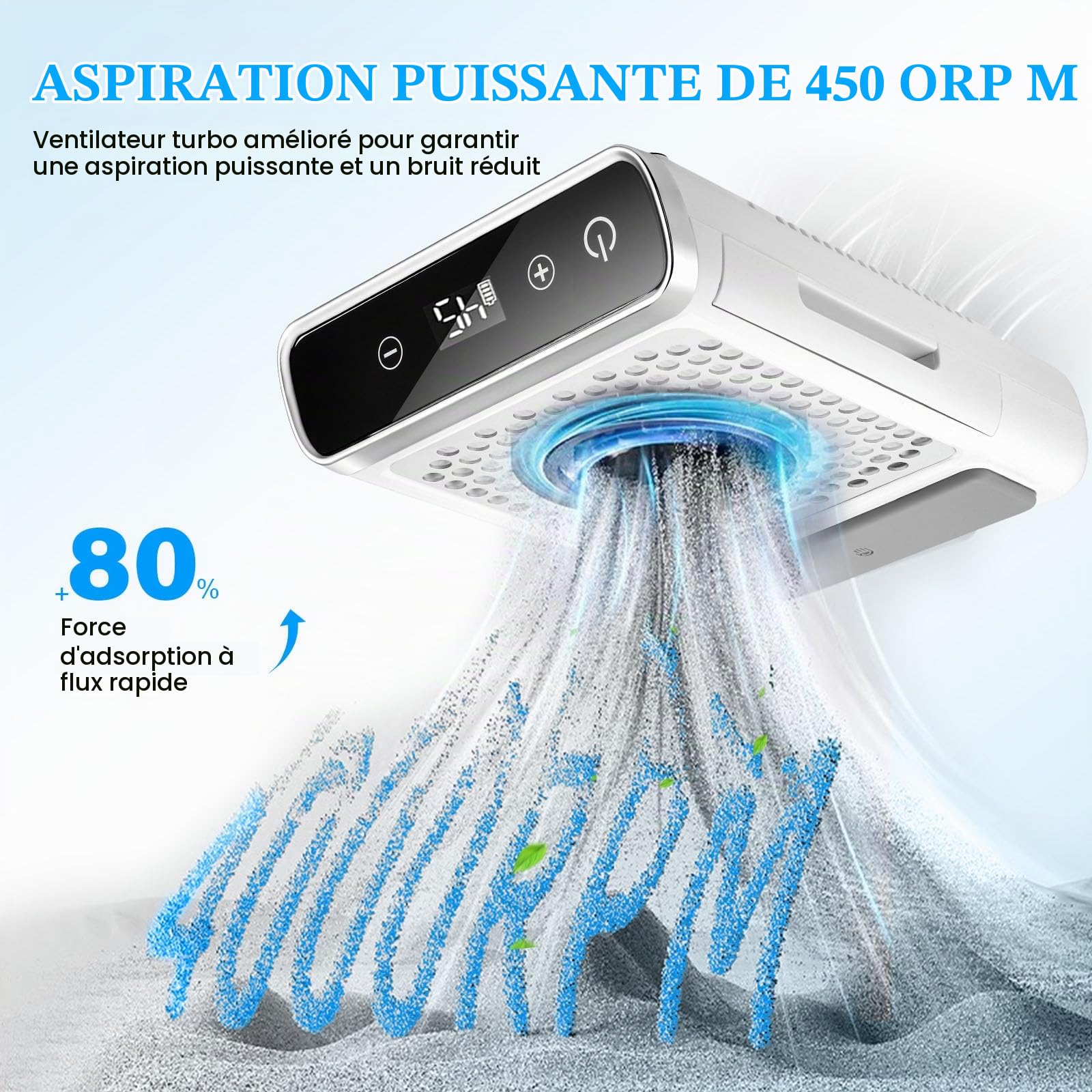 Aspirateur Ongles Manucure Professionnelle, 80W Aspirateur à Ongles Sans Fil Électrique, Vitesse réglable et forte Aspirateur de Poussière d'ongles, Aspirateur Manucure Pour Onglerie, Manucure