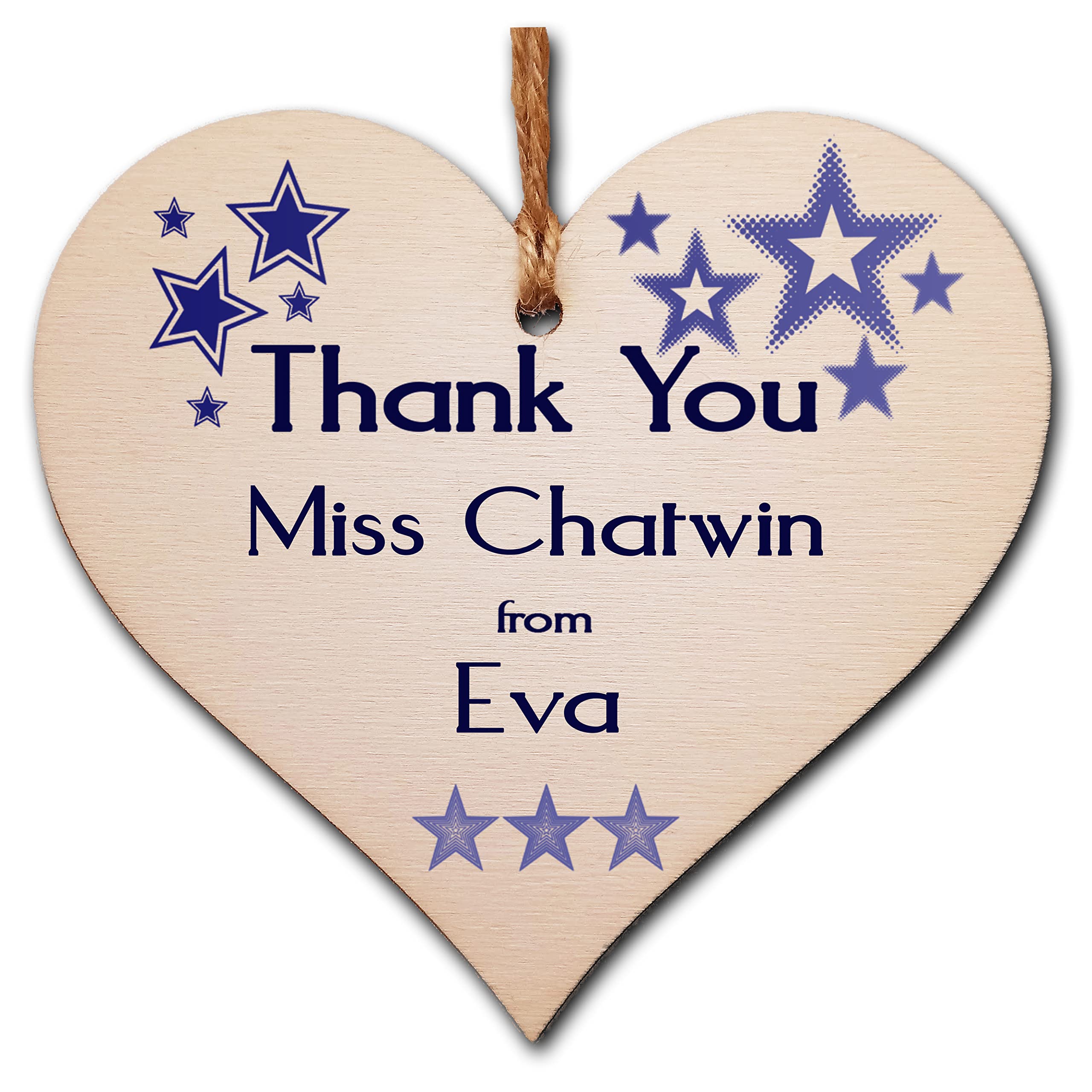 Personalised Handmade Wooden Hanging Heart Plaque Gift for an Amazing Teacher Thank You Keepsake
