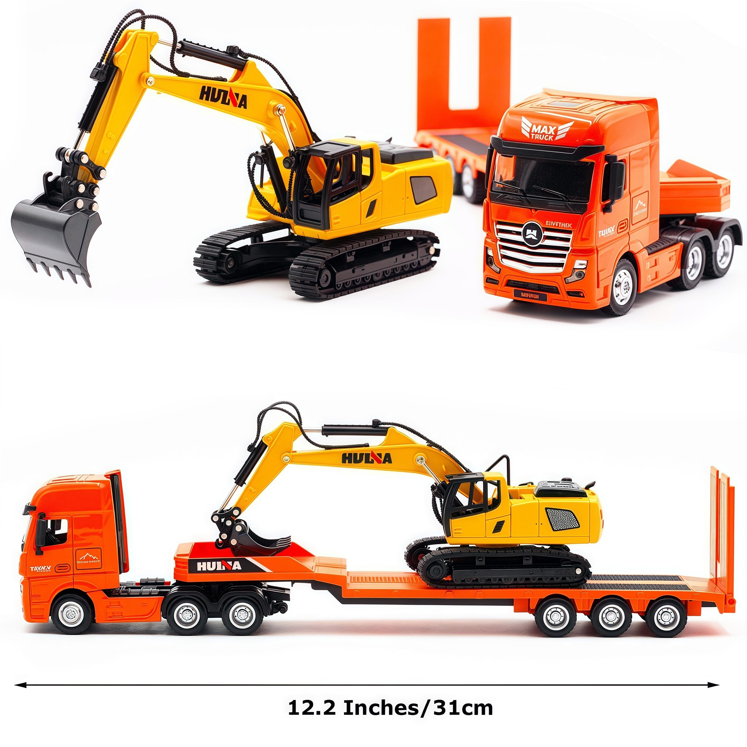 Set De 4 Camiones De Construcción Desmontables Con Herramientas – Excavadora, Bulldozer, Apisonadora Y Perforador, Juguete Educativo Para Niños De 2 A 5 Años