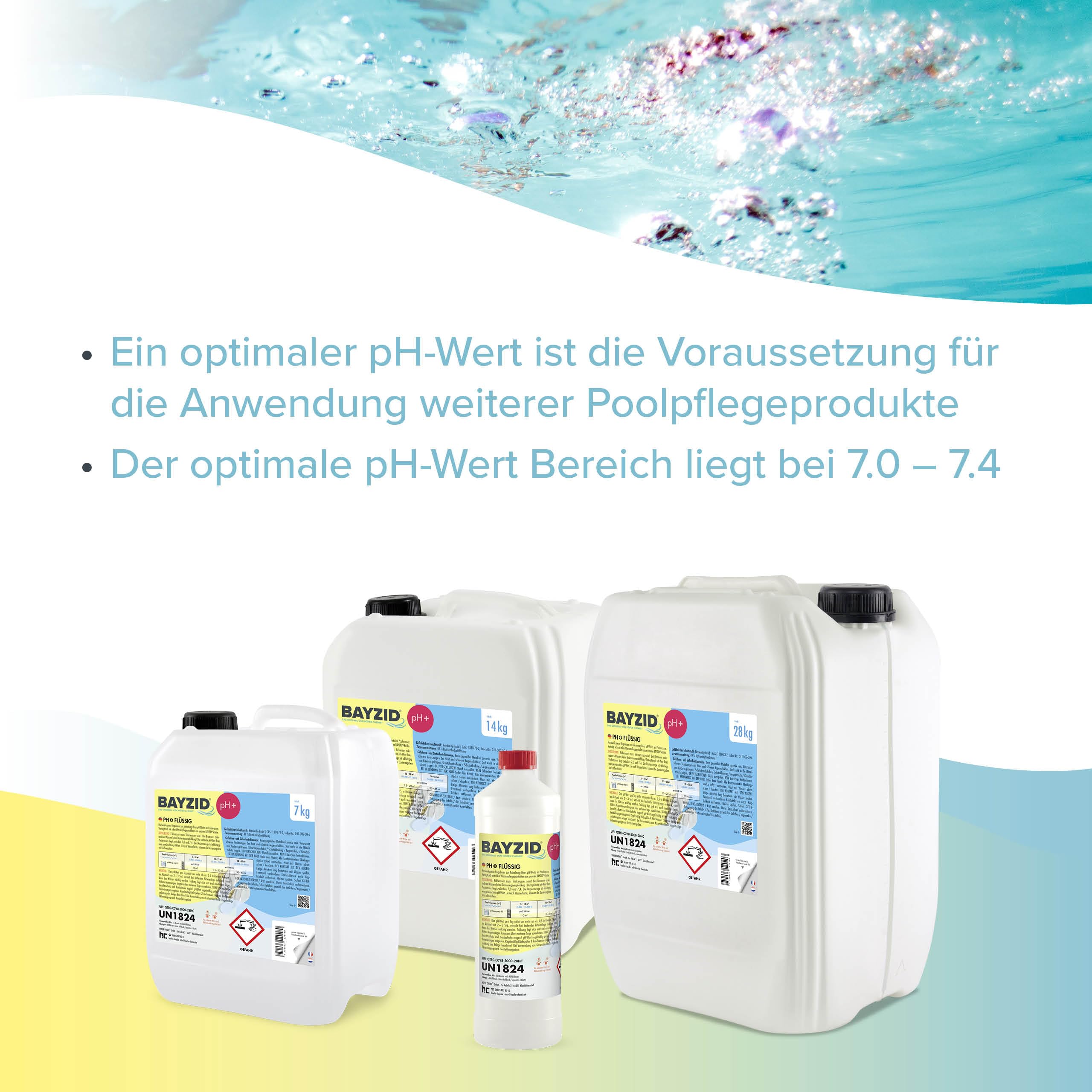 Höfer Chemie BAYZID pH Plus 14 kg flüssig pH Heber für Pool Wasserqualität
