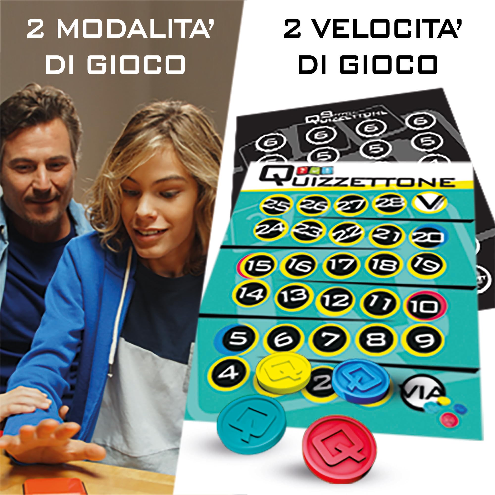 Giochi Preziosi Quizzettone, Gioco da Tavolo Interattivo con Console LED, Carte Multilivello e Pedine, Gioco in Scatola per Tutta la Famiglia e Amici con 200 Carte, 1600 domande e 4 Difficoltà