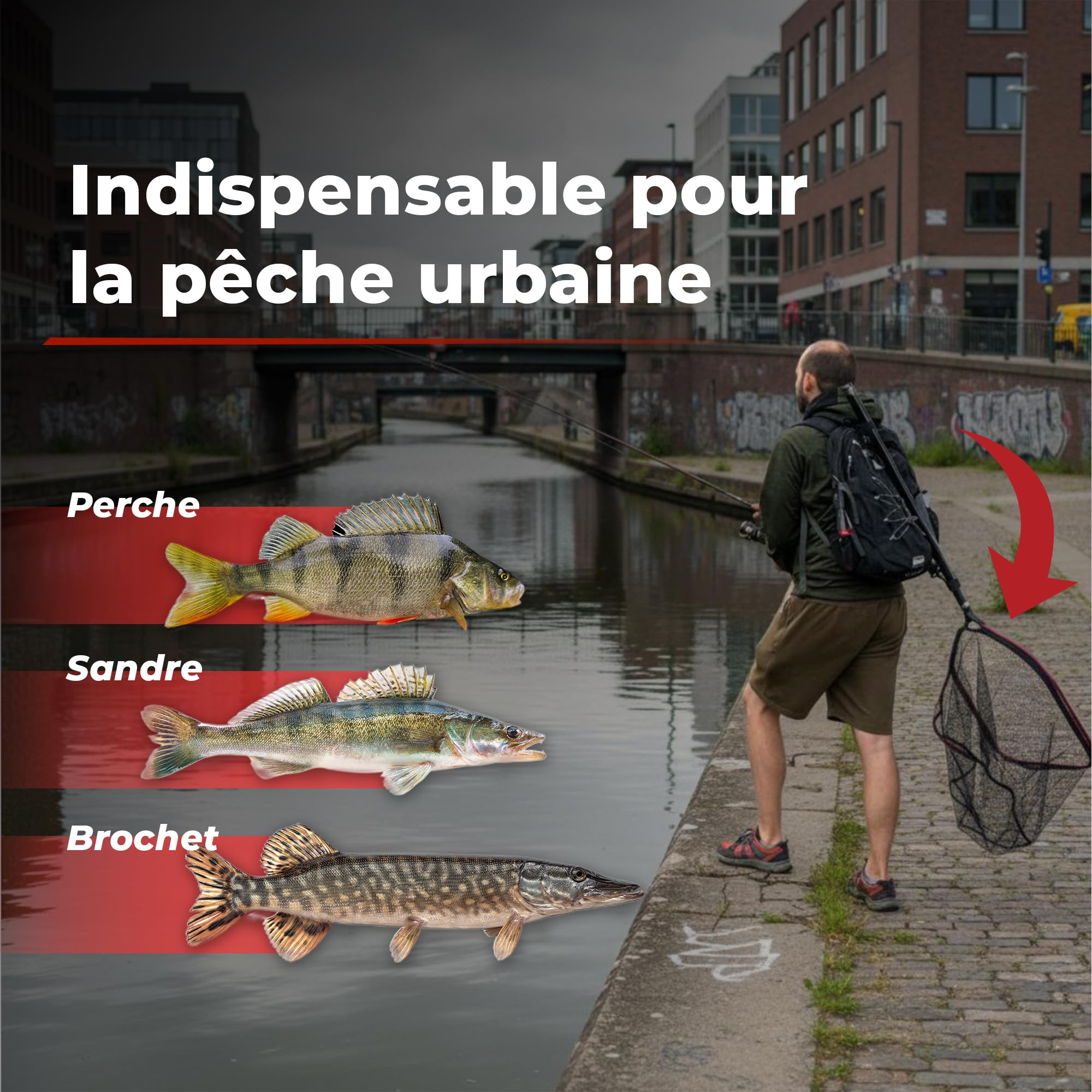 Ultimate Epuisette Streetfishing Landing Net + Manche Télescopique 4.00m - Epuisette