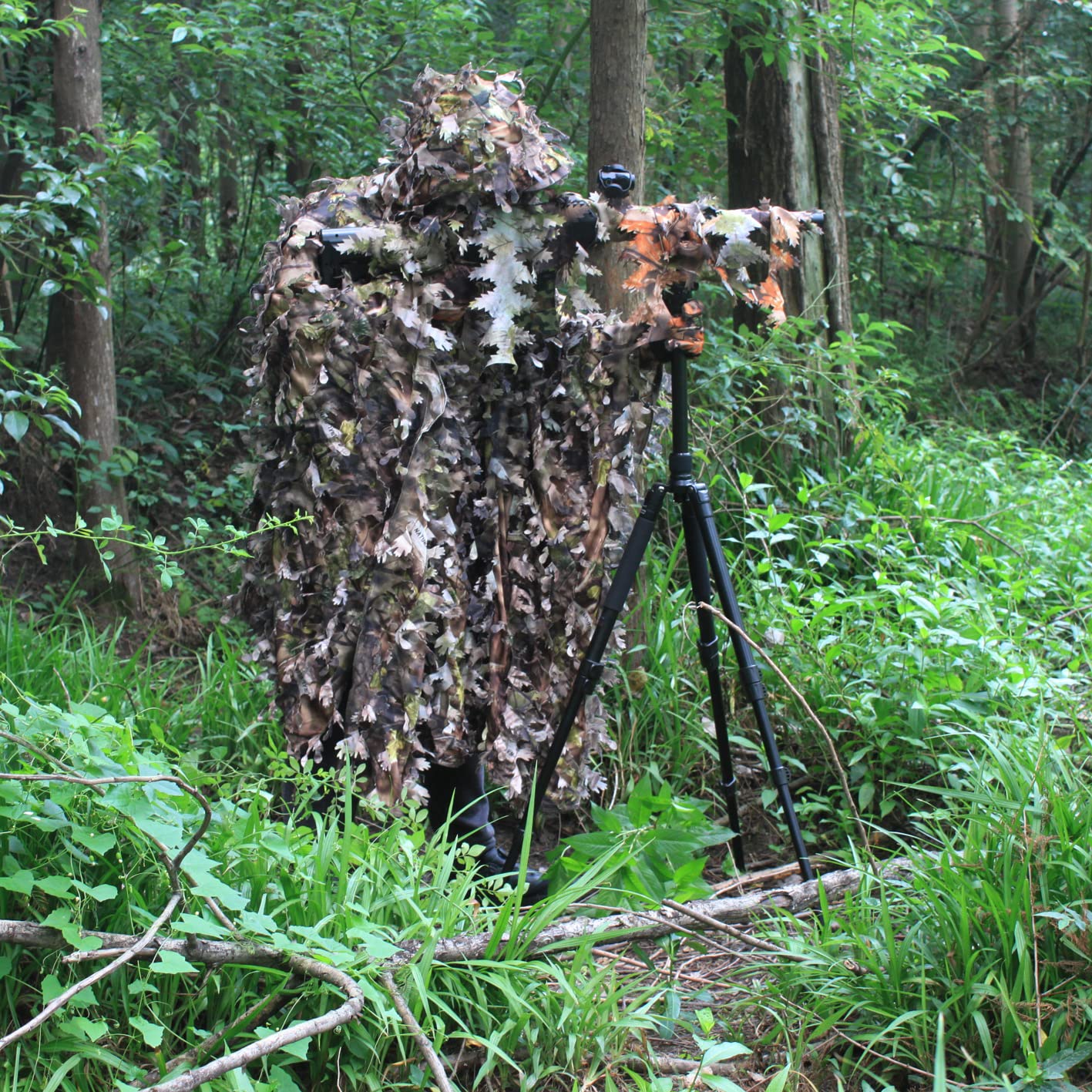 AUSCAMOTEK 3D Leafy Poncho Ghillie Suit Camouflage Cloak Cape for Deer Turkey Hunting