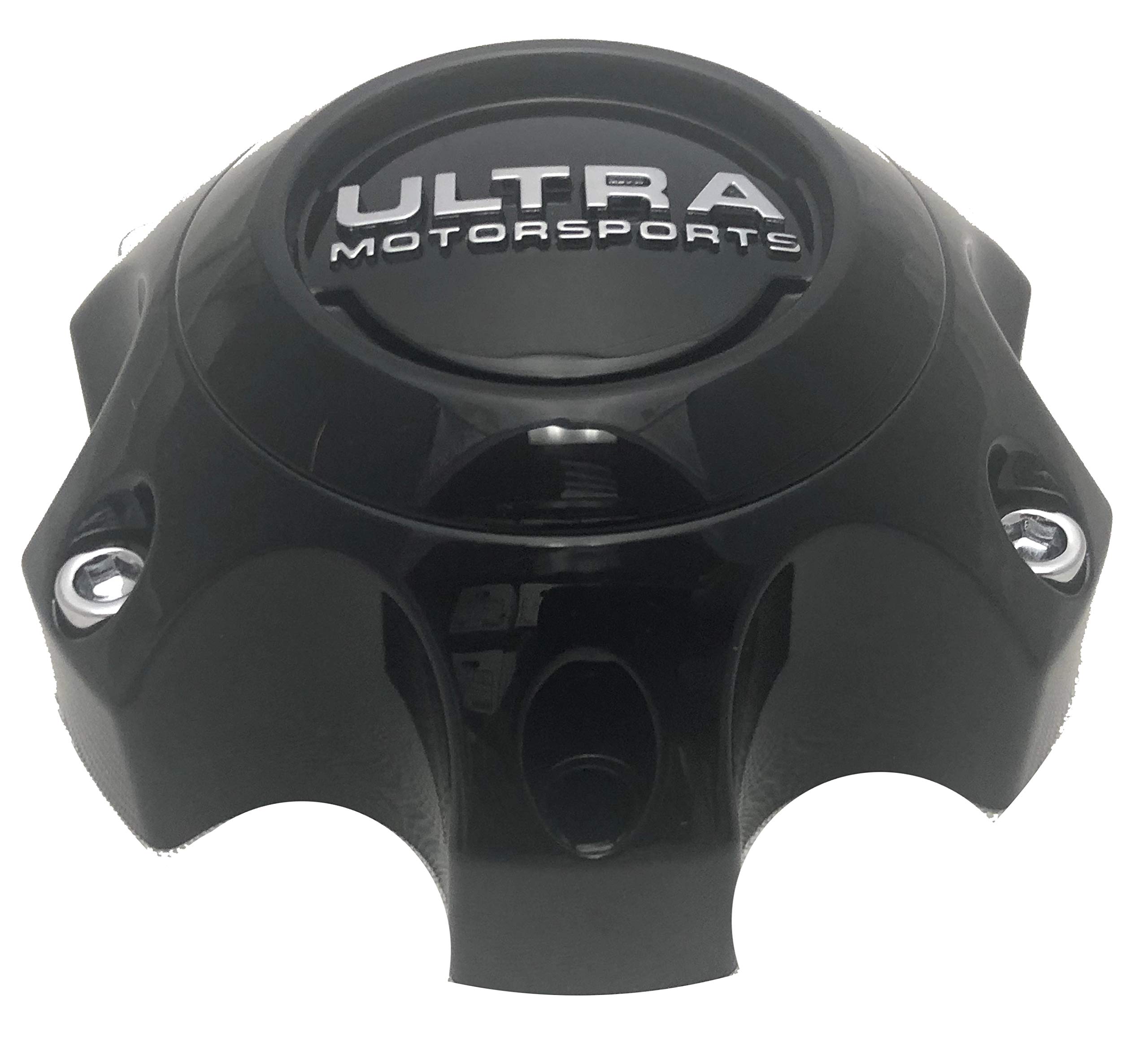 Ultra Motorsports 6 Lug Gloss Black Wheel Center Cap Set of 2 Pn: 89-9764BK with Bolts