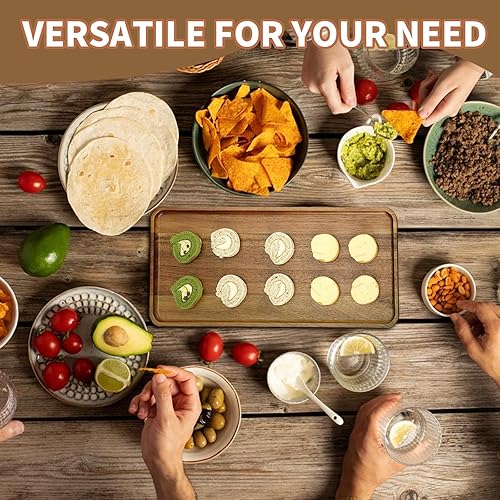 Miniatura 7 de 2 bandejas de madera maciza de acacia grandes de 15.7 x 7 pulgadas para servir, platos rectangulares de madera natural para bar, fiesta de café