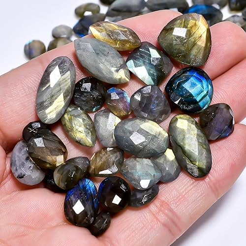 Vista 2 de 100 carats, 20+pcs, Natural Labradorite Gemstone Wholesale Lot, Briolette Cut, Jewelry Making Loose Gemstone, Polished Decor Specimen, DIY, Wire