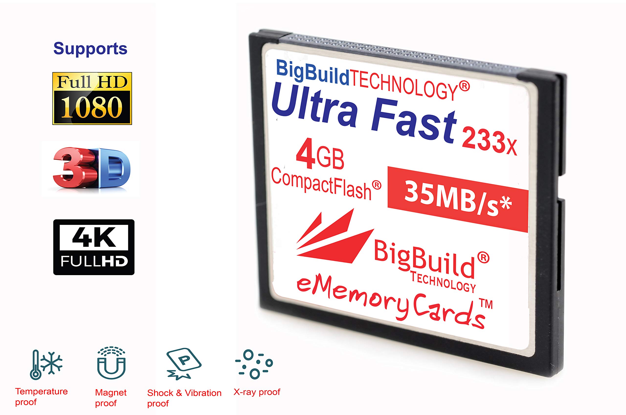 Carte mémoire CompactFlash 4 Go Ultra Fast 35 Mo/s Compatible Canon Nikon Olympus Sony Leica
