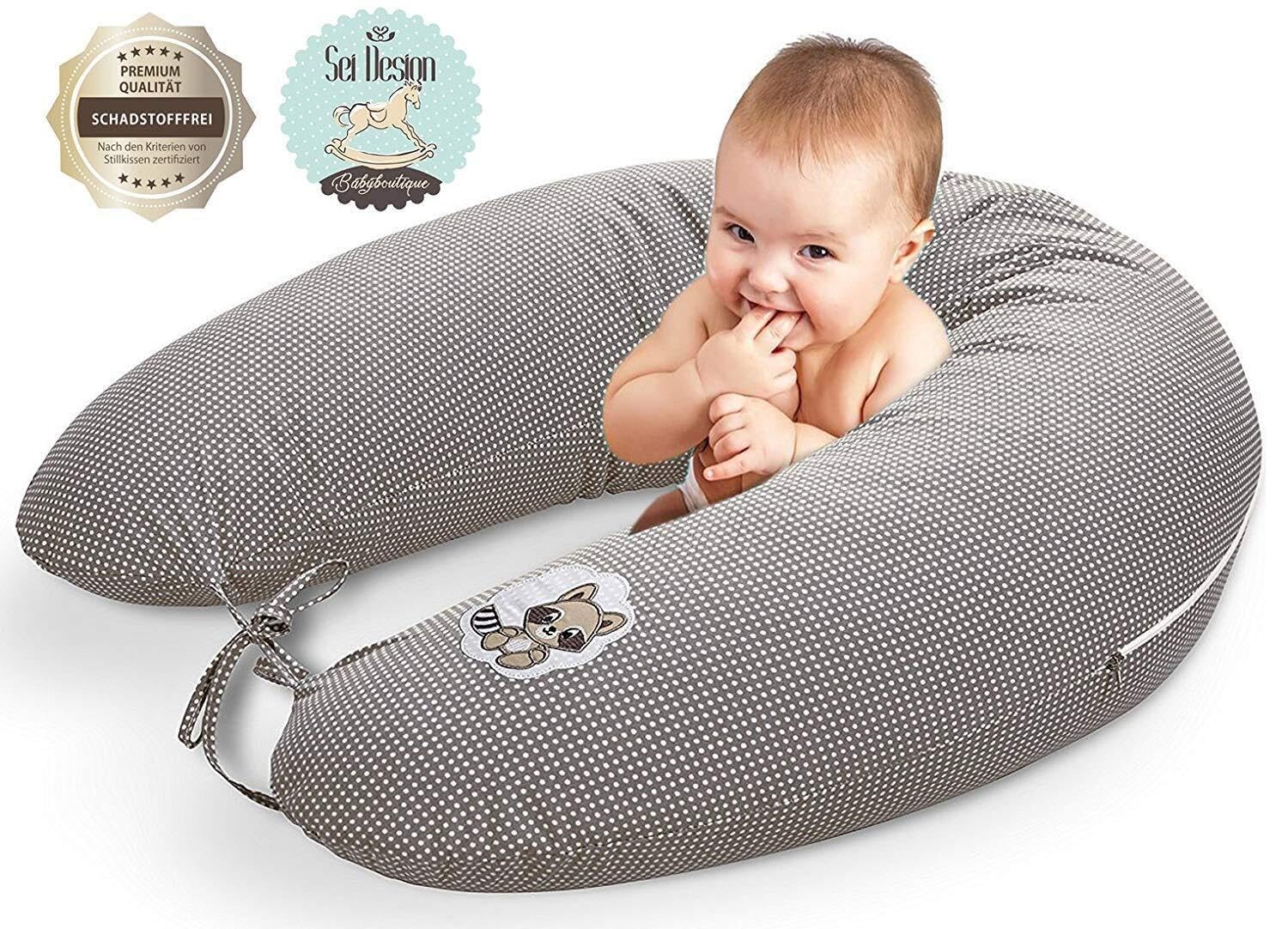 sei Design Stillkissen 170×30 cm – ergonomisch geprüftes Unterstützungskissen – EPS-Mikroperlenfüllung fein wie Sand – regulierbare Füllmenge – Premium-Baumwollbezug – waschbar – Made in Germany