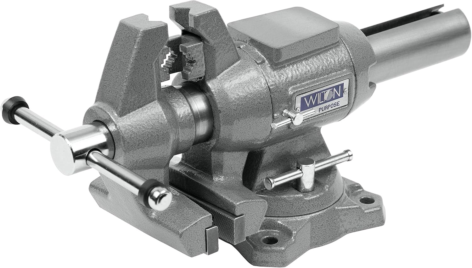 Wilton 4-1/2" Multi-Purpose Bench Vise, 360° Rotating Head & Base, 4" Max Opening (450P) & 5-1/2" Multi-Grip Vise Jaw Pads (21111)