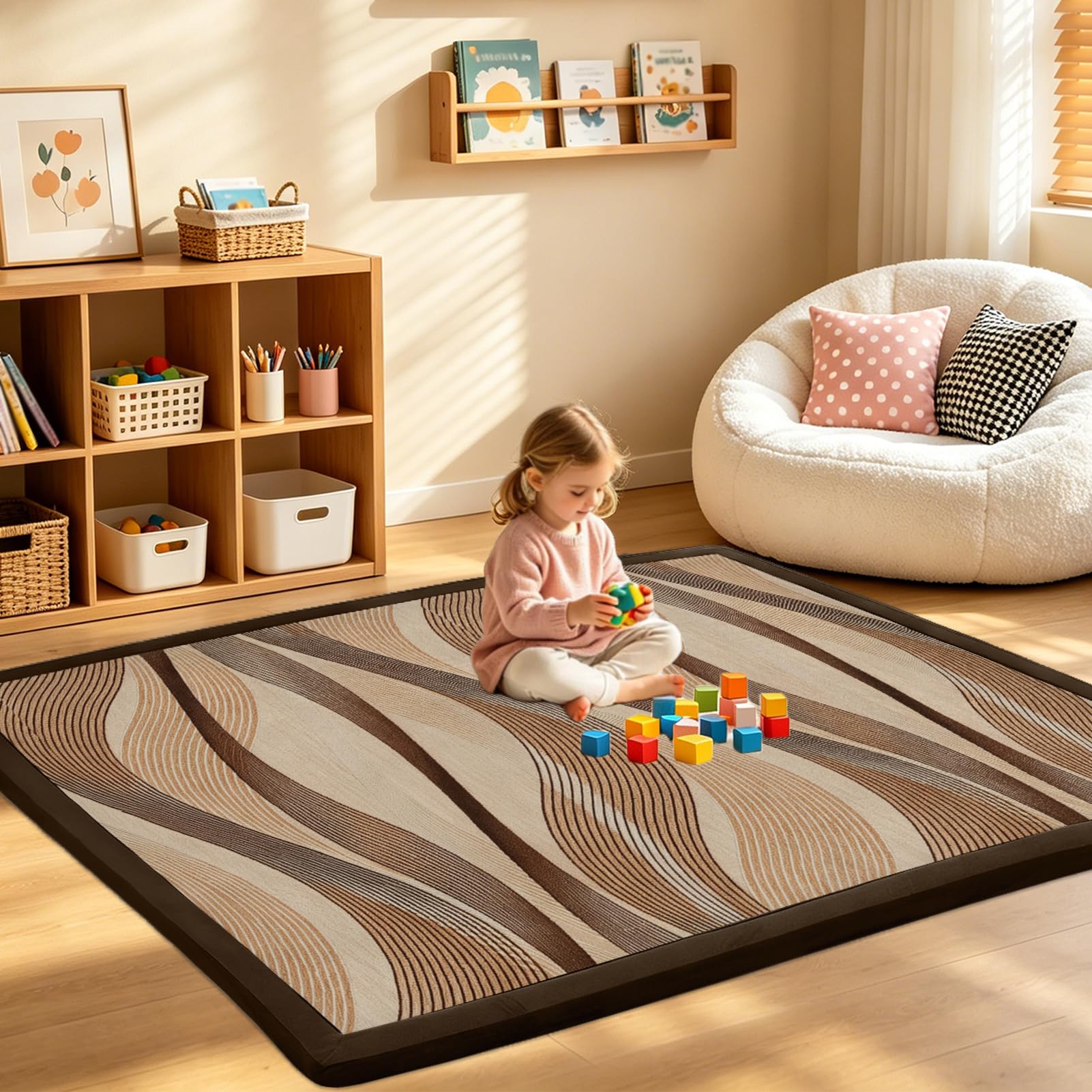 Dywan dla niemowląt 2 cm maty do zabawy dla dzieci 150 x 180 cm | Zmywalny, antypoślizgowy, miękki tatami do jogi, ćwiczenia na raczkowanie, łóżko do kojca i zabaw dla dzieci